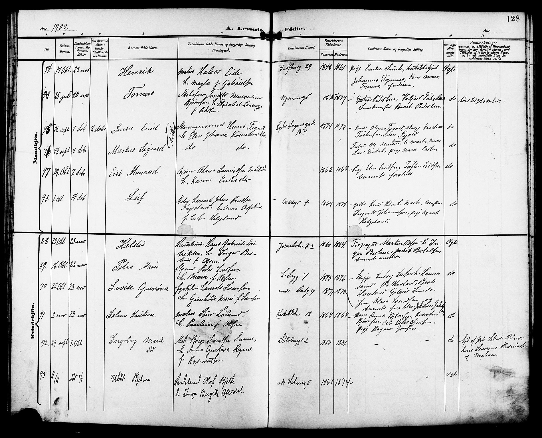 St. Petri sokneprestkontor, AV/SAST-A-101813/001/30/30BB/L0008: Parish register (copy) no. B 8, 1897-1905, p. 128