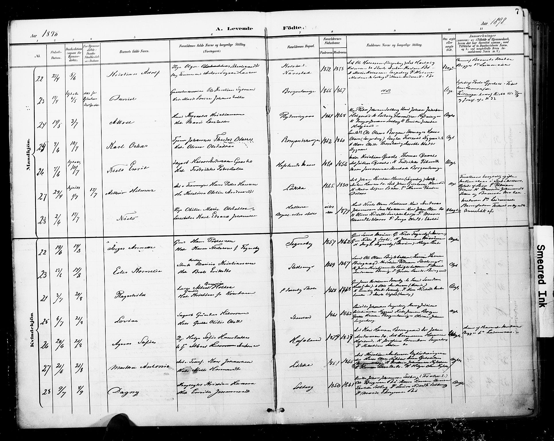 Skjeberg prestekontor Kirkebøker, AV/SAO-A-10923/F/Fa/L0010: Parish register (official) no. I 10, 1898-1911, p. 7