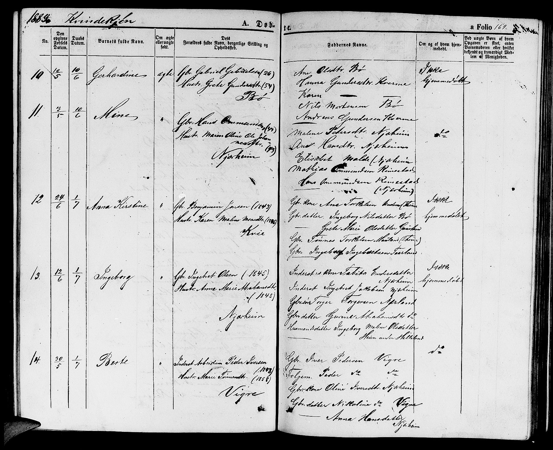 Hå sokneprestkontor, AV/SAST-A-101801/001/30BB/L0001: Parish register (copy) no. B 1, 1854-1883, p. 169