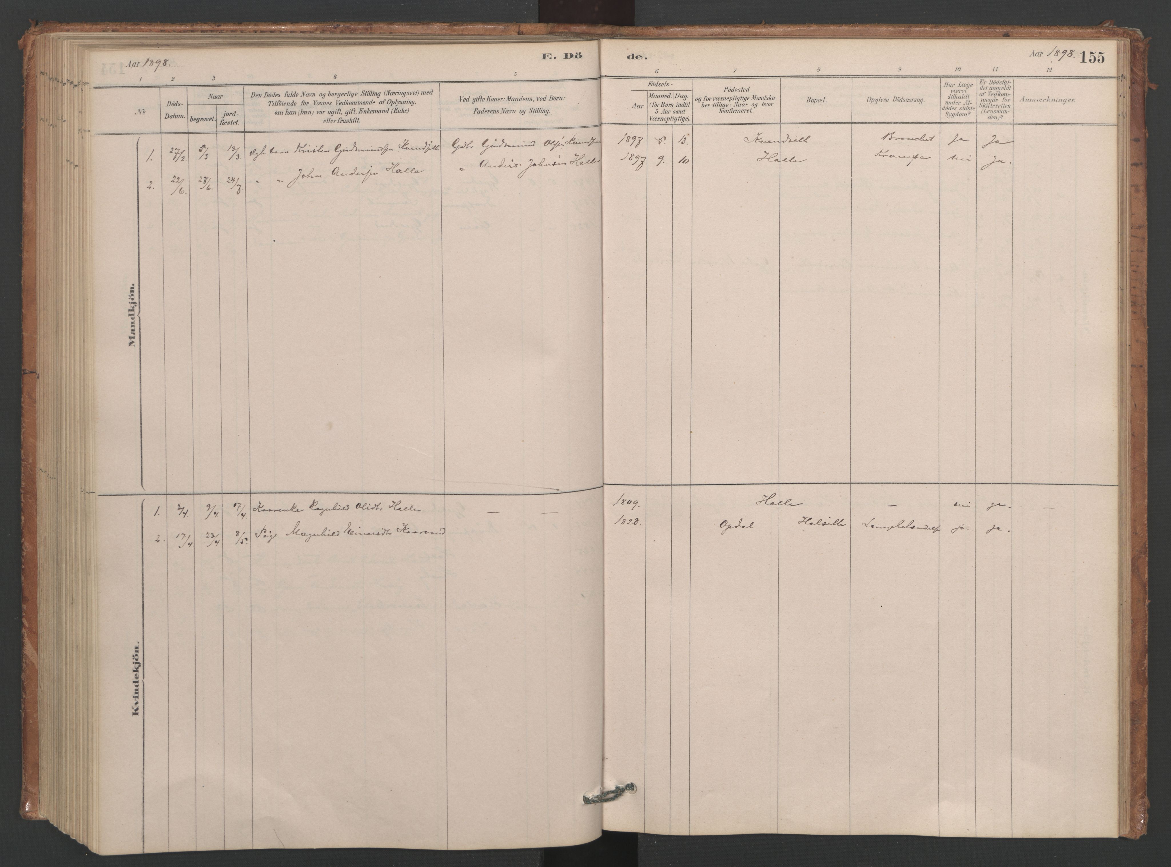 Ministerialprotokoller, klokkerbøker og fødselsregistre - Møre og Romsdal, SAT/A-1454/593/L1034: Parish register (official) no. 593A01, 1879-1911, p. 155