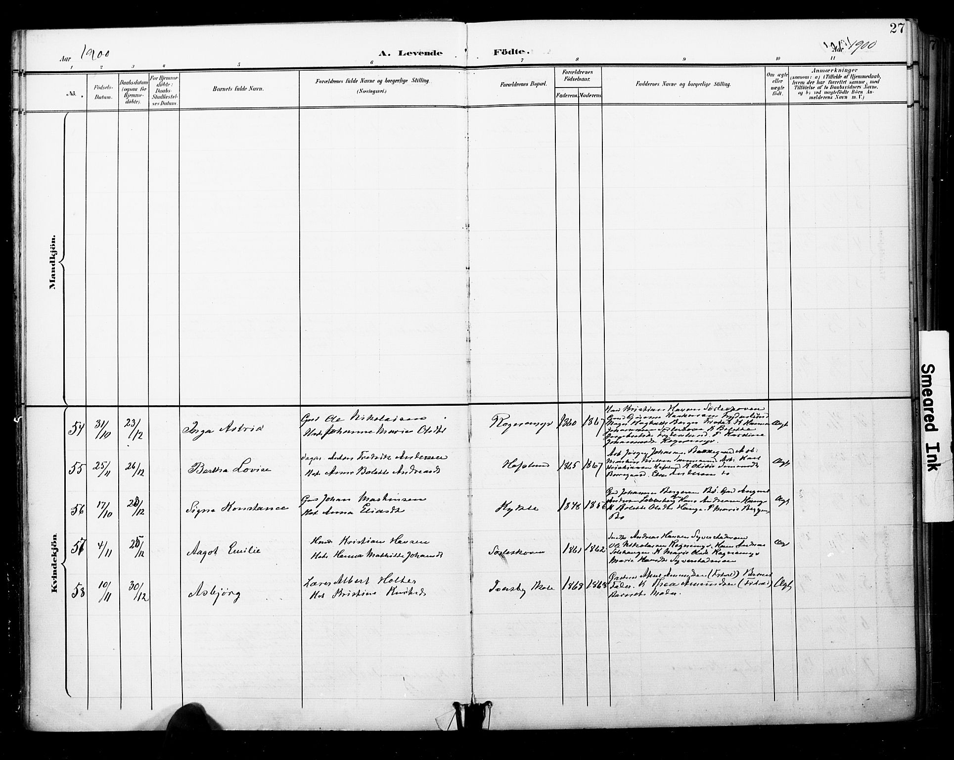 Skjeberg prestekontor Kirkebøker, SAO/A-10923/F/Fa/L0010: Parish register (official) no. I 10, 1898-1911, p. 27