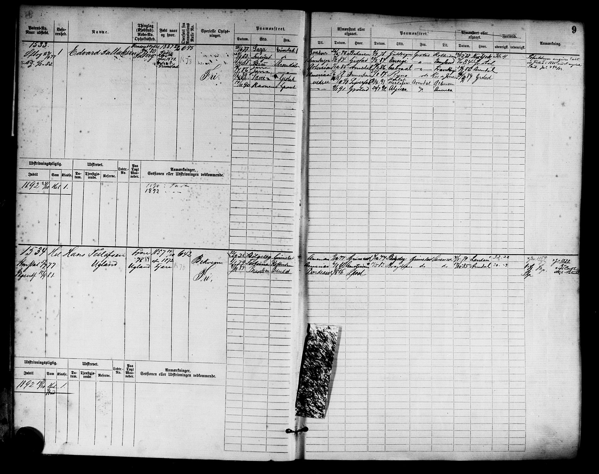 Grimstad mønstringskrets, AV/SAK-2031-0013/F/Fb/L0003: Hovedrulle nr 1517-2276, F-6, 1877-1888, p. 11