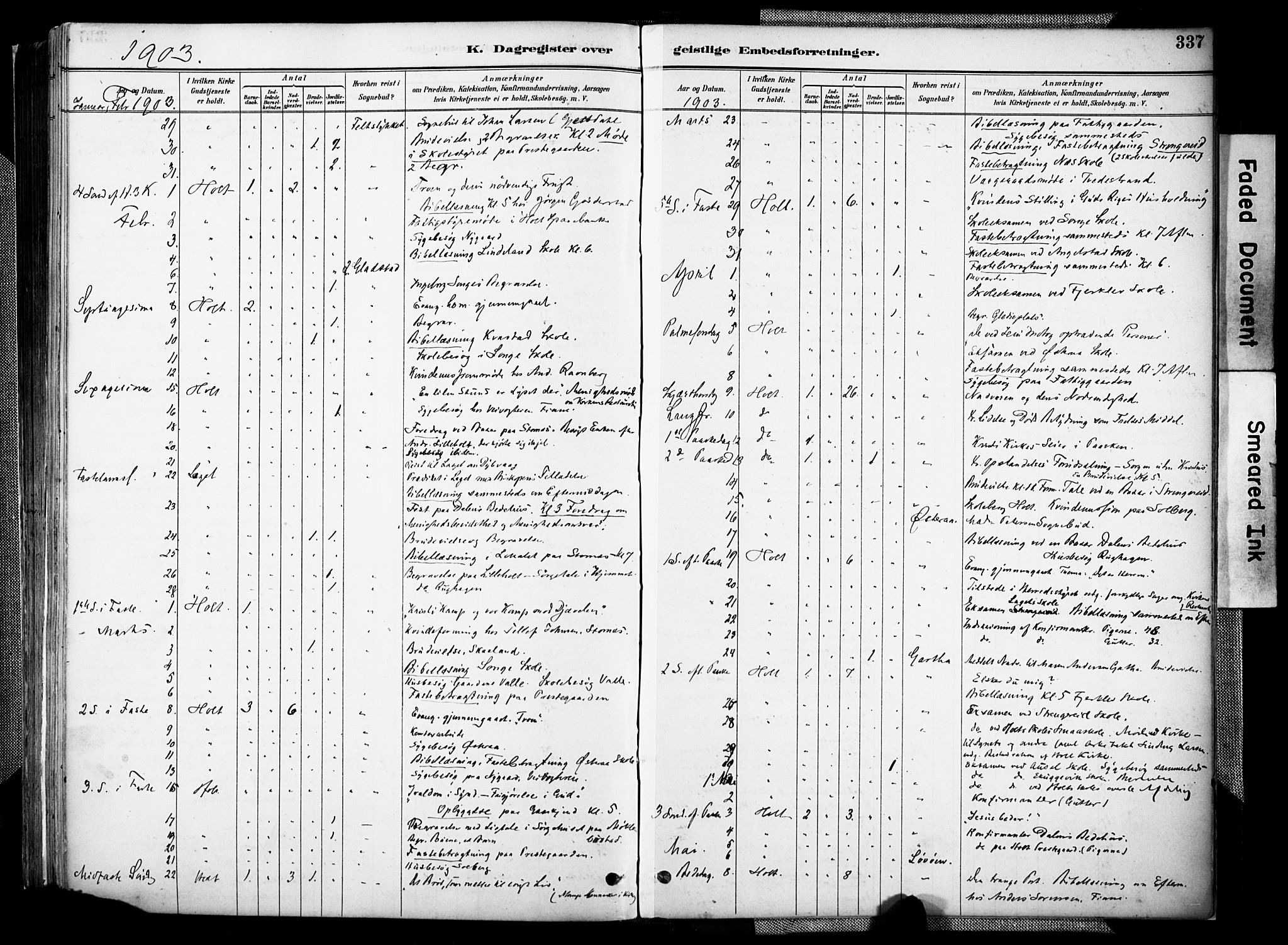 Holt sokneprestkontor, AV/SAK-1111-0021/F/Fa/L0012: Parish register (official) no. A 12, 1885-1907, p. 337