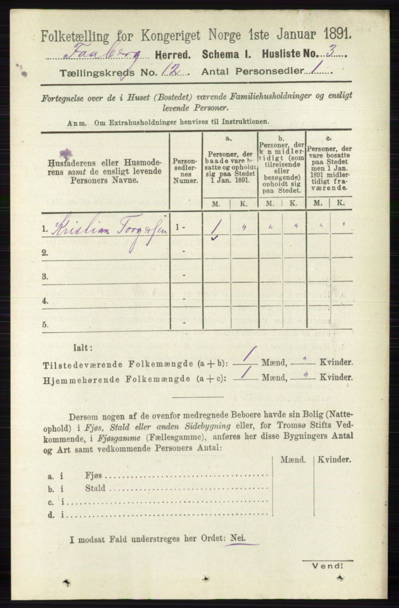 RA, 1891 census for 0524 Fåberg, 1891, p. 4695