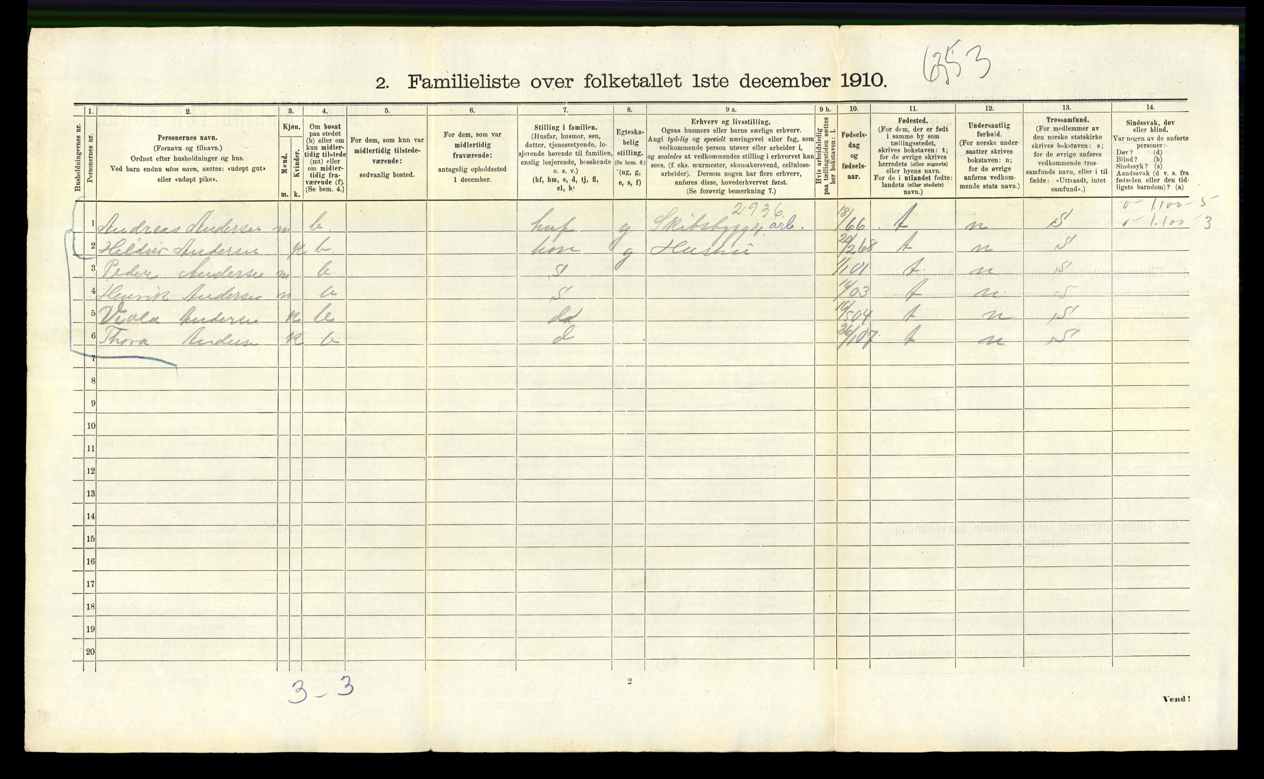 RA, 1910 census for Bergen, 1910, p. 7420