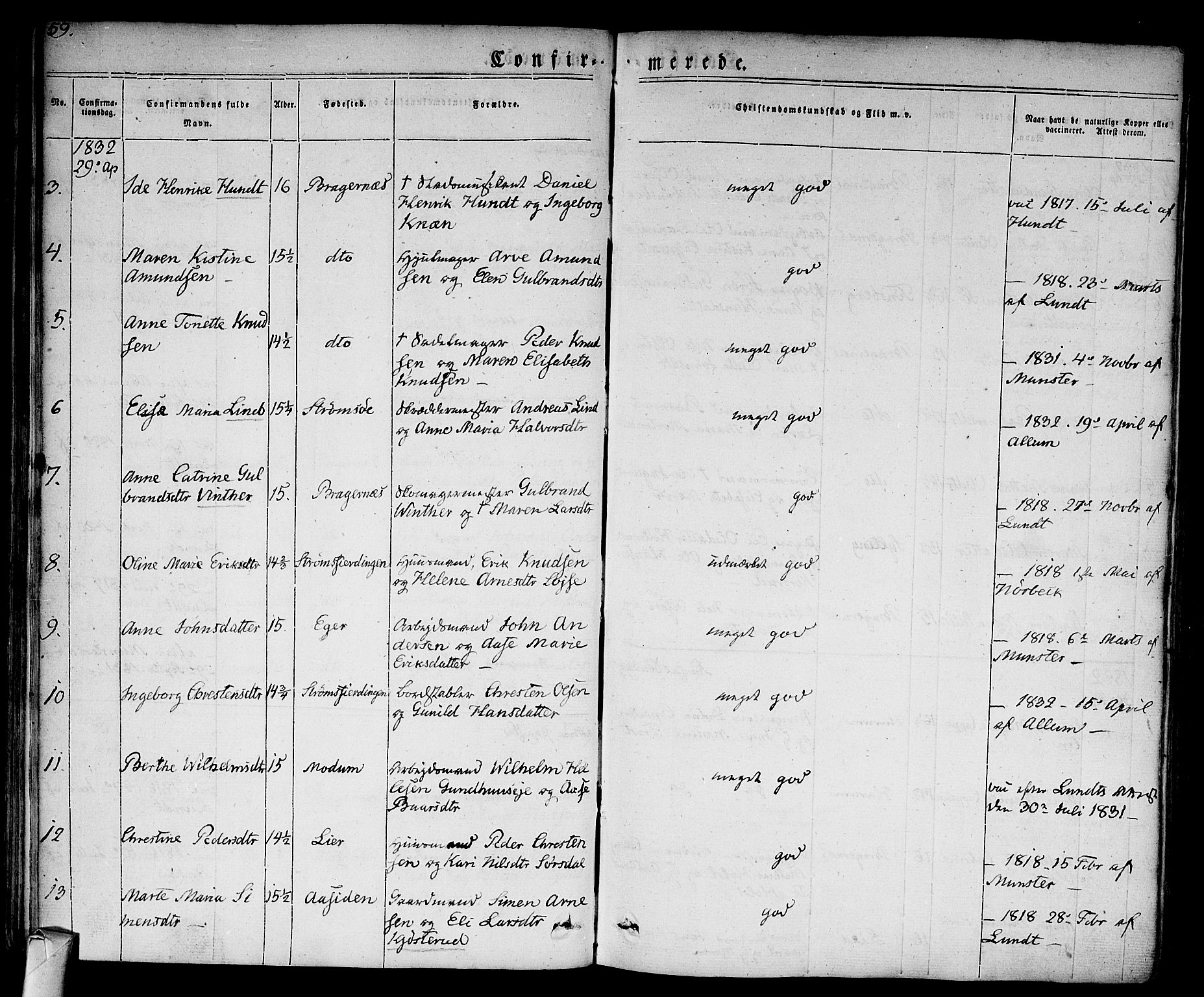 Bragernes kirkebøker, SAKO/A-6/F/Fc/L0001: Parish register (official) no. III 1, 1830-1853, p. 59