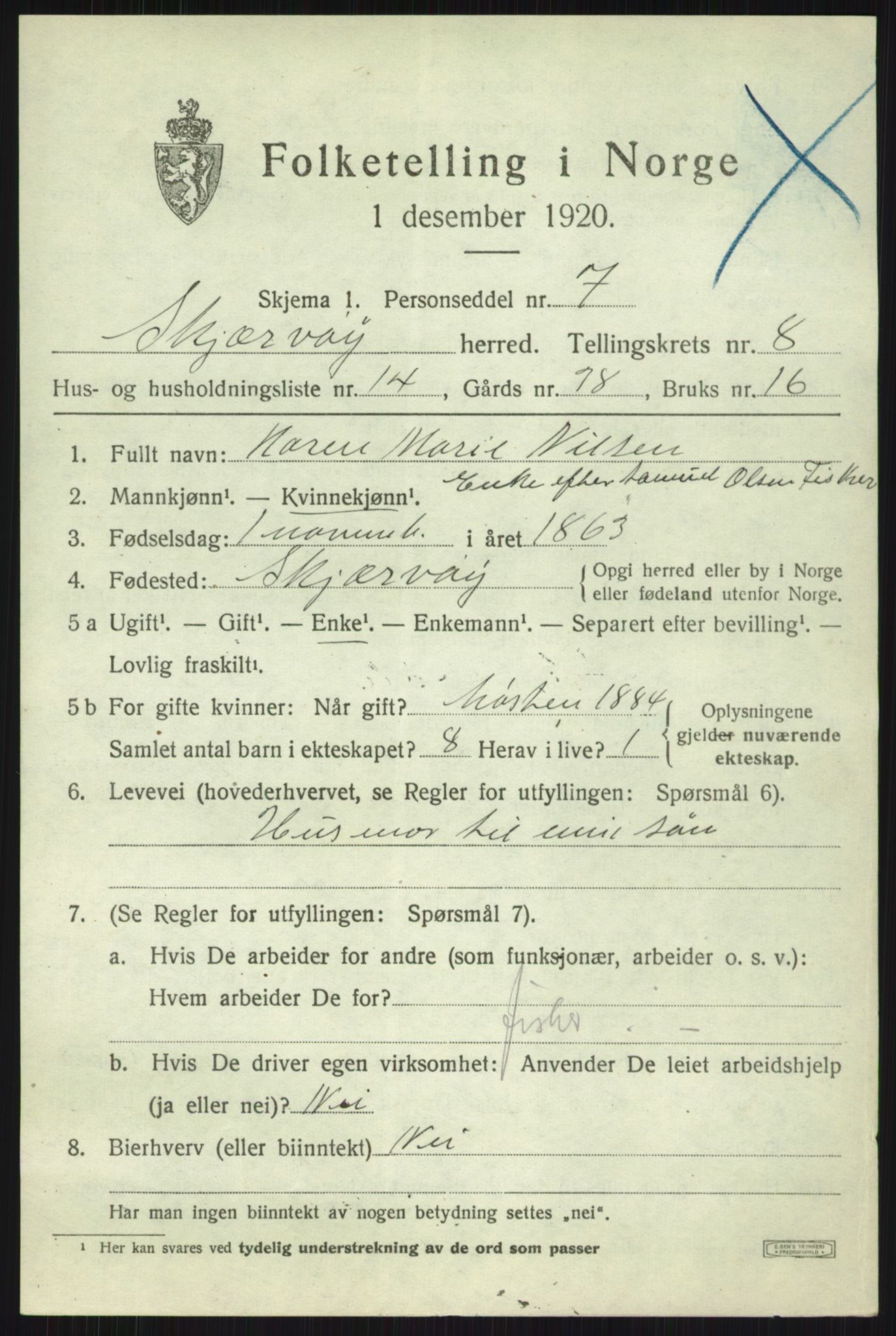 SATØ, 1920 census for Skjervøy, 1920, p. 4993