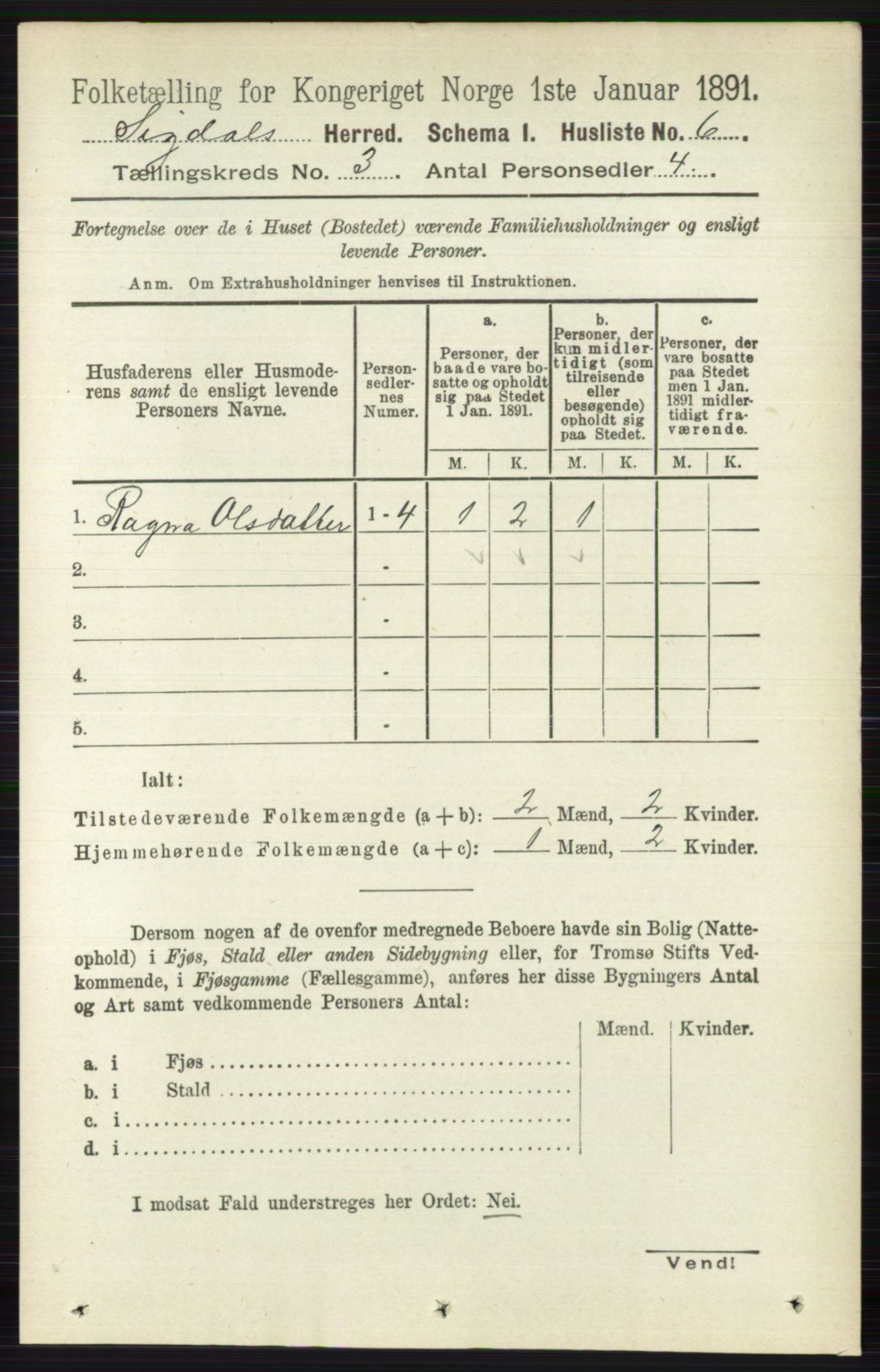 RA, 1891 census for 0621 Sigdal, 1891, p. 1286