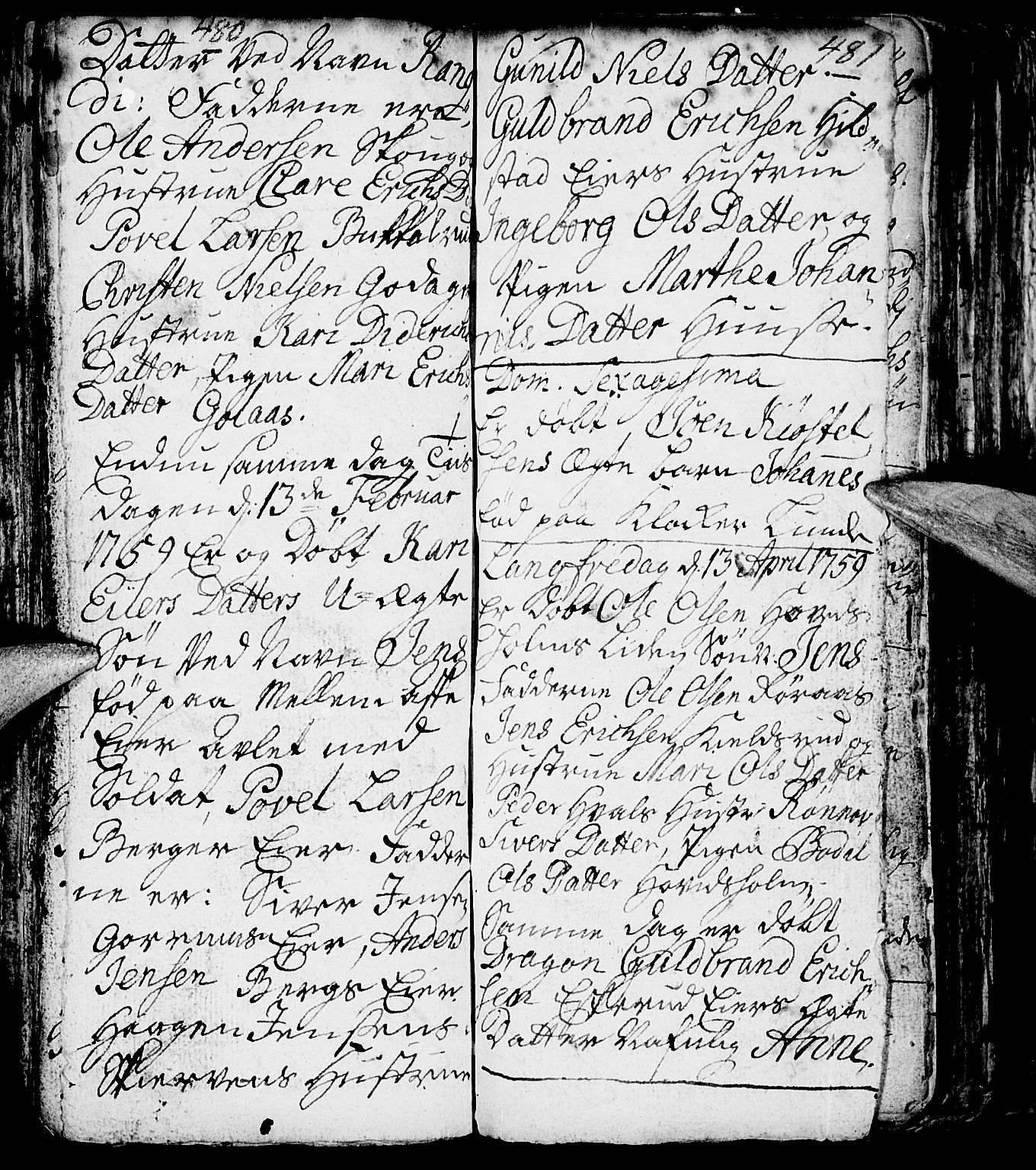 Nes prestekontor, Hedmark, AV/SAH-PREST-020/L/La/L0001: Parish register (copy) no. 1, 1663-1784, p. 480-481