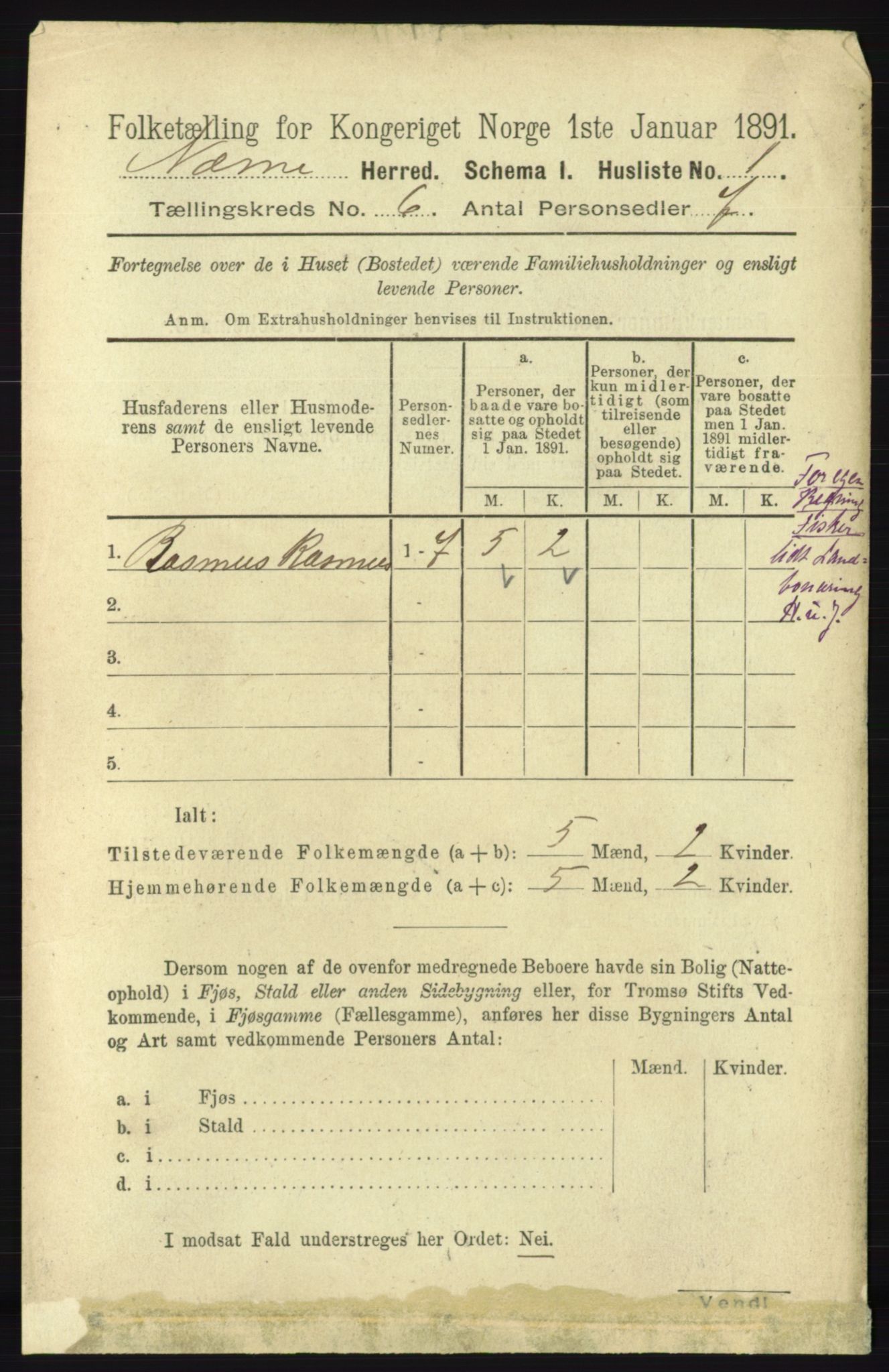 RA, 1891 census for 1828 Nesna, 1891, p. 3219