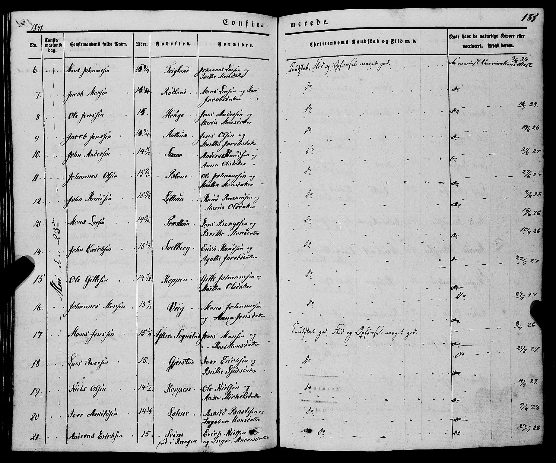 Haus sokneprestembete, AV/SAB-A-75601/H/Haa: Parish register (official) no. A 15, 1838-1847, p. 183