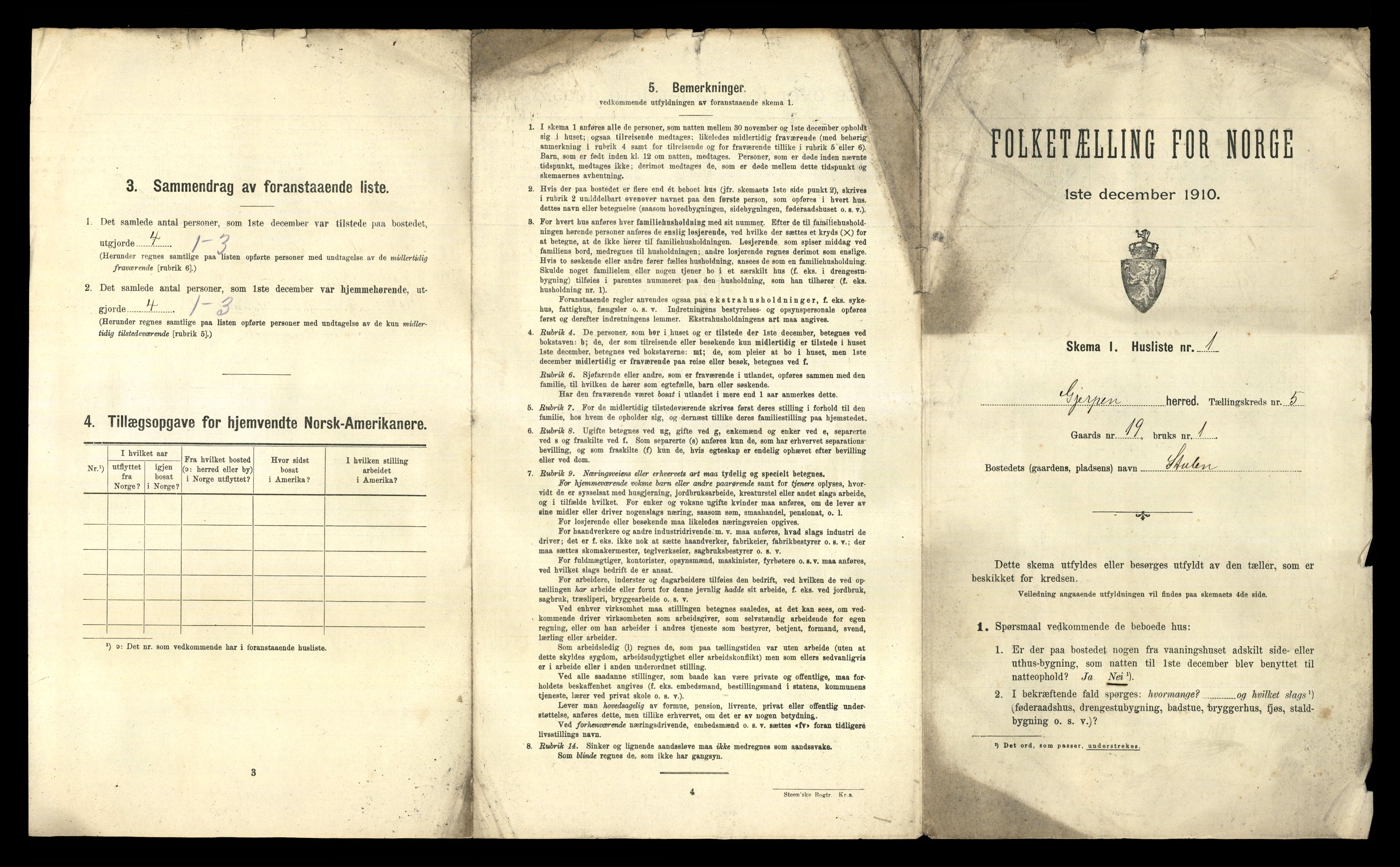 RA, 1910 census for Gjerpen, 1910, p. 687