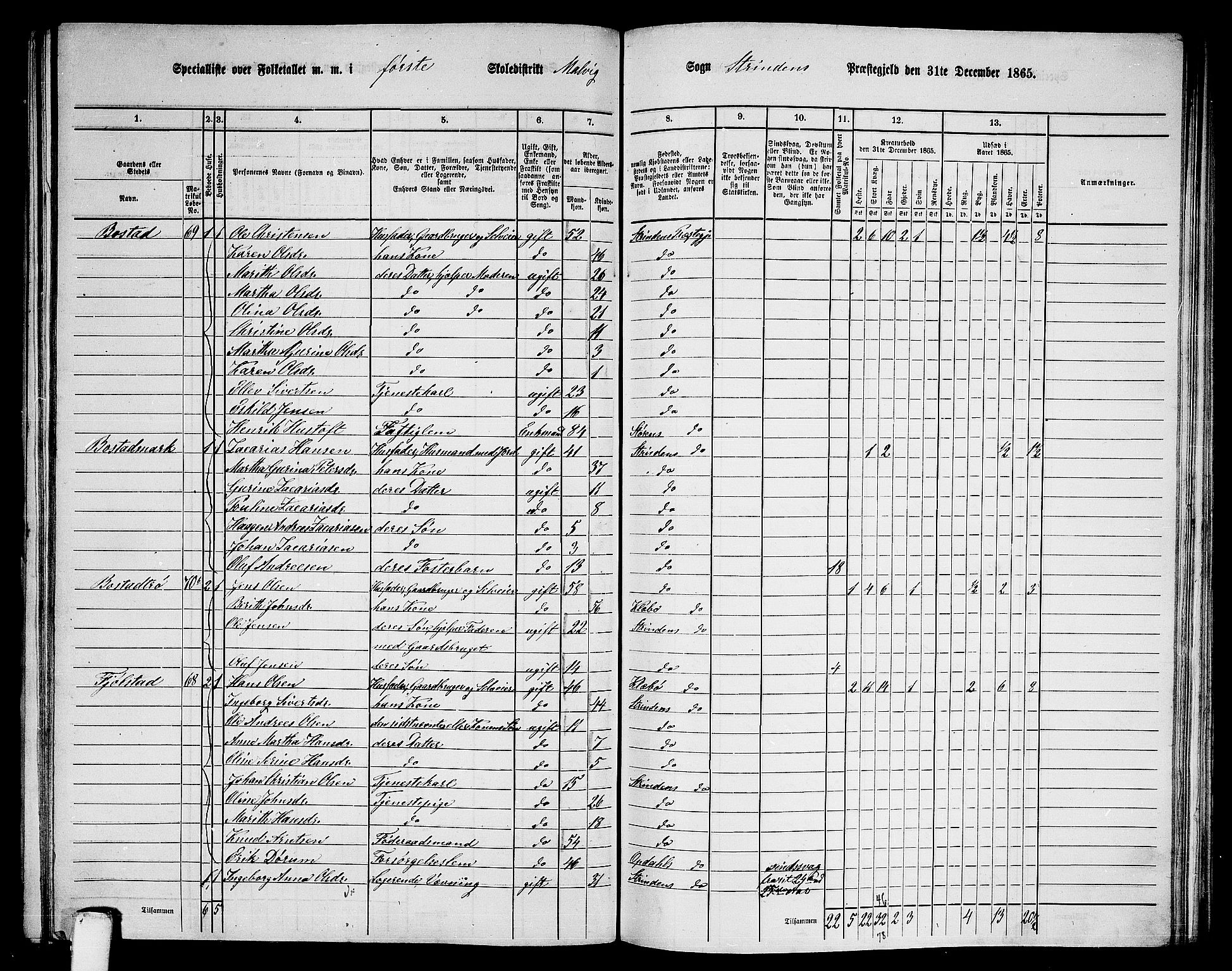 RA, 1865 census for Strinda, 1865, p. 188