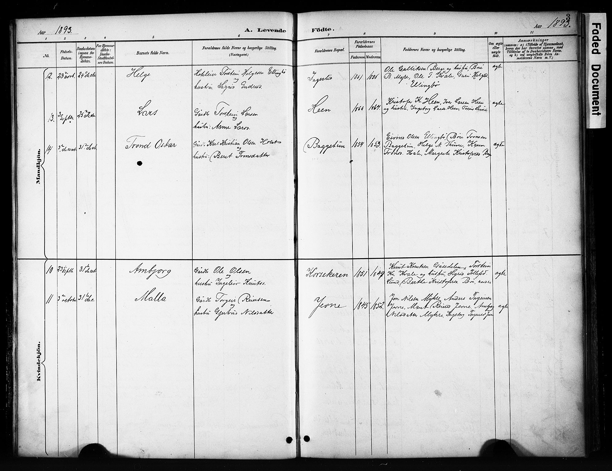 Vang prestekontor, Valdres, SAH/PREST-140/H/Hb/L0006: Parish register (copy) no. 6, 1893-1918, p. 3