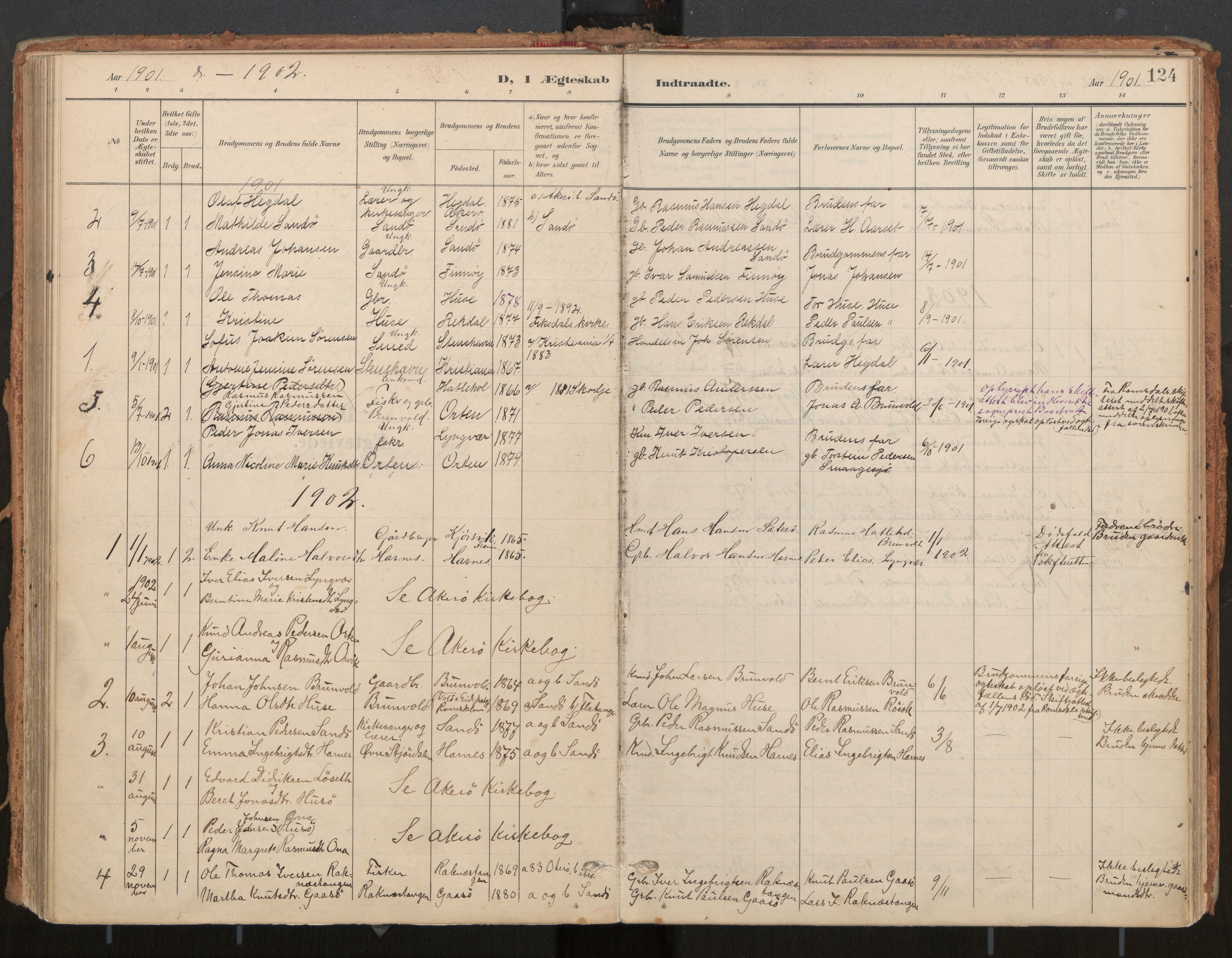 Ministerialprotokoller, klokkerbøker og fødselsregistre - Møre og Romsdal, SAT/A-1454/561/L0730: Parish register (official) no. 561A04, 1901-1929, p. 124