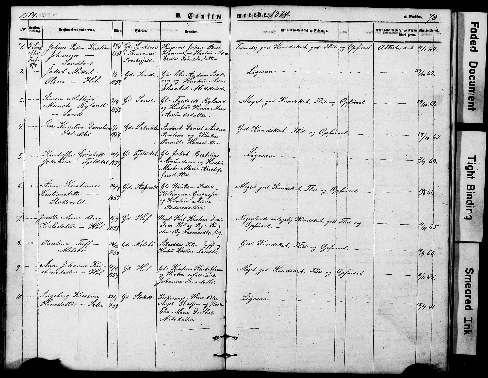 Ministerialprotokoller, klokkerbøker og fødselsregistre - Nordland, AV/SAT-A-1459/865/L0930: Parish register (copy) no. 865C02, 1866-1884, p. 75