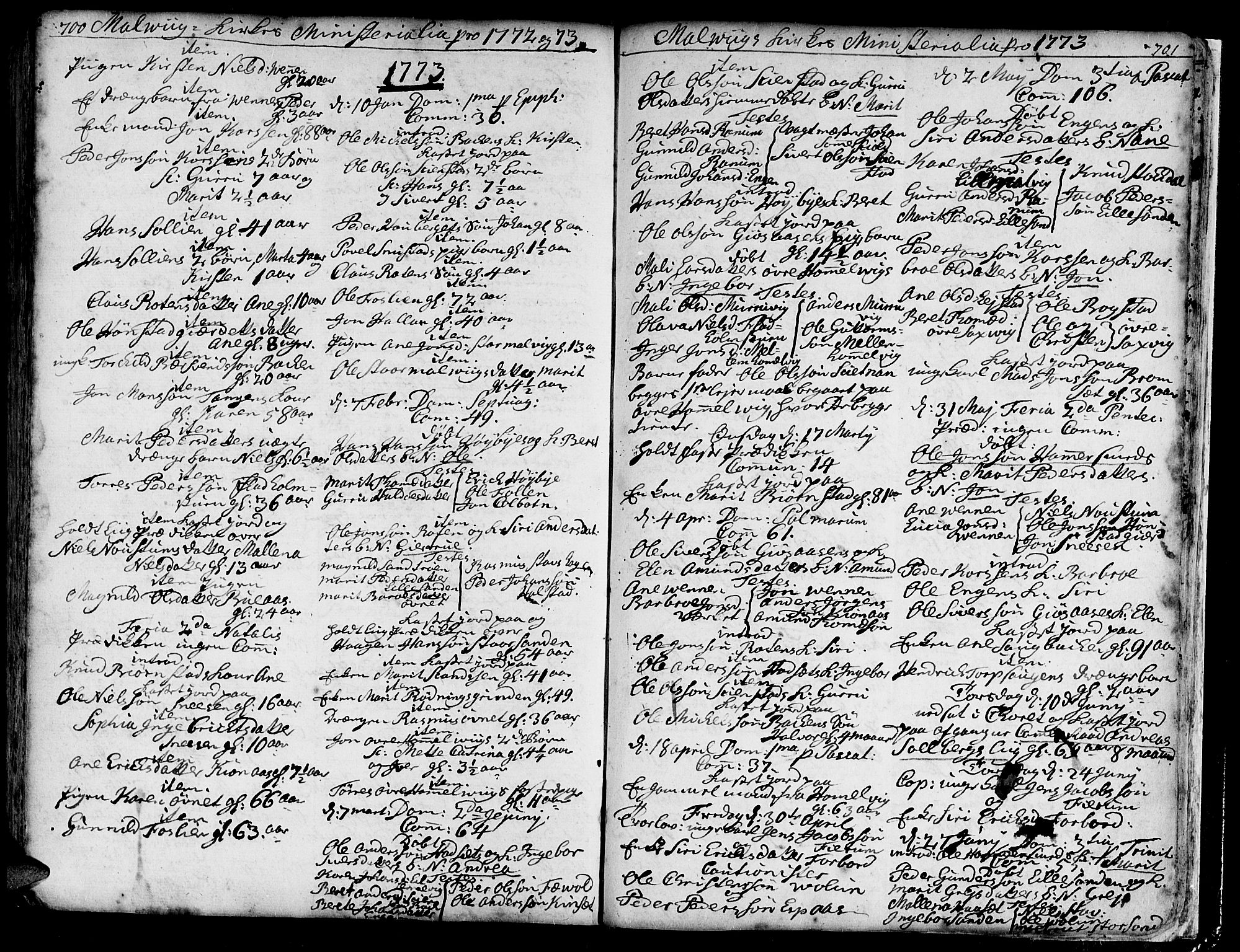 Ministerialprotokoller, klokkerbøker og fødselsregistre - Sør-Trøndelag, SAT/A-1456/606/L0277: Parish register (official) no. 606A01 /3, 1727-1780, p. 700-701
