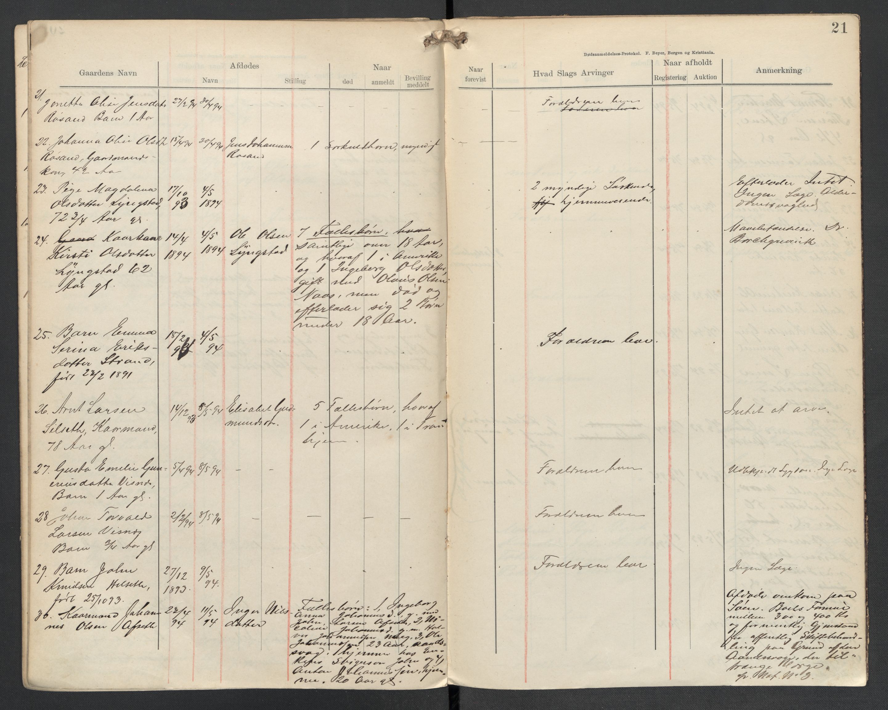 Kvernes lensmannskontor, AV/SAT-A-5876/1/2/L0034: Dødsfallsprotokoll, 1893-1894, p. 21