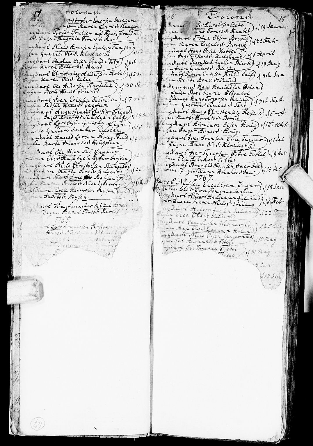 Enebakk prestekontor Kirkebøker, SAO/A-10171c/F/Fa/L0003: Parish register (official) no. I 3, 1756-1806, p. 14-15