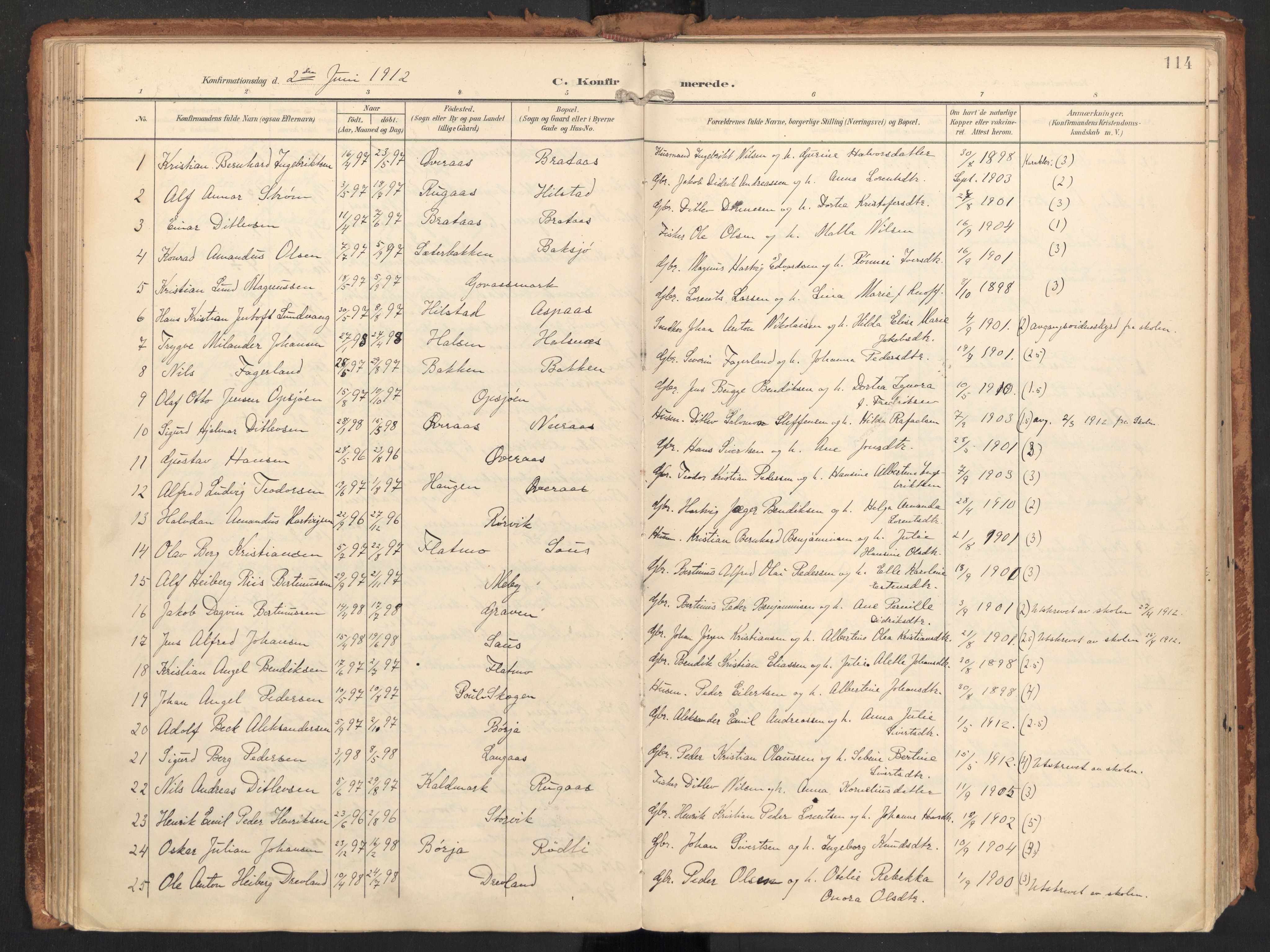 Ministerialprotokoller, klokkerbøker og fødselsregistre - Nordland, SAT/A-1459/814/L0227: Parish register (official) no. 814A08, 1899-1920, p. 114