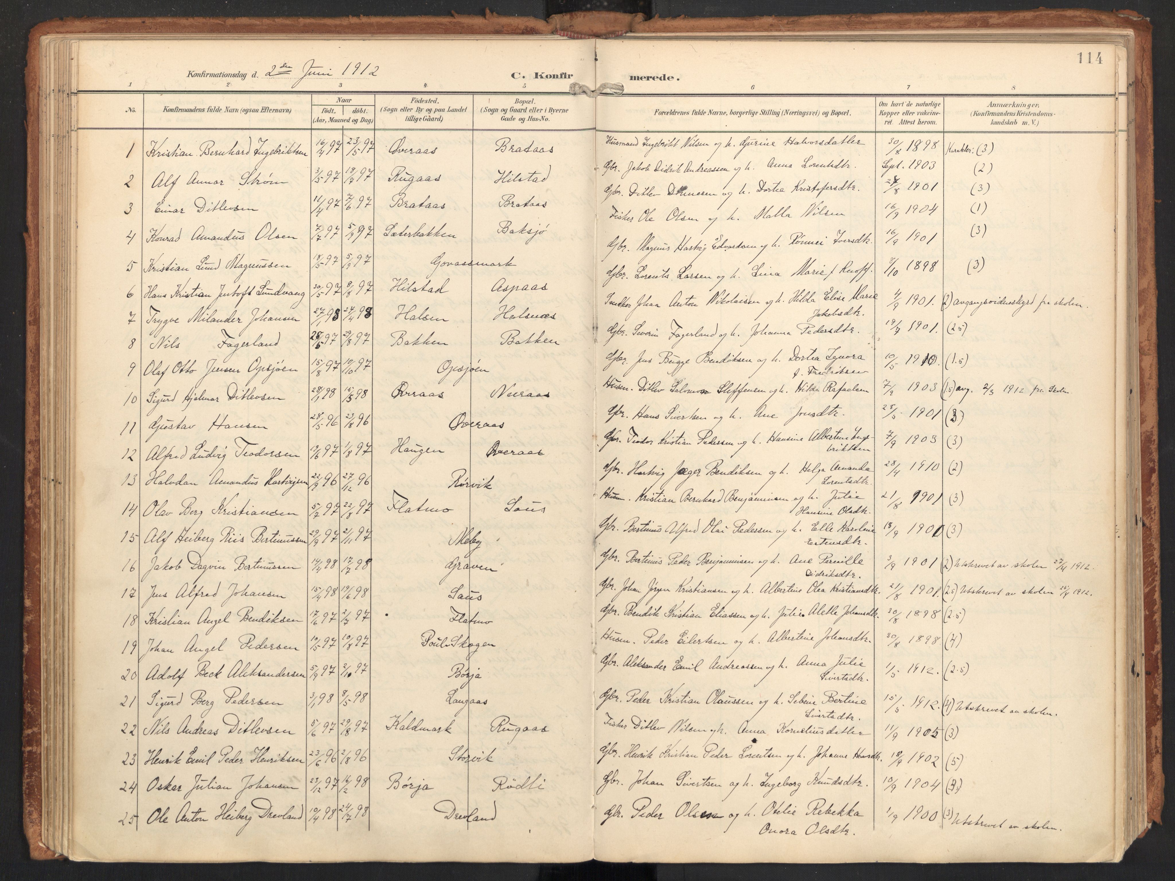 Ministerialprotokoller, klokkerbøker og fødselsregistre - Nordland, AV/SAT-A-1459/814/L0227: Parish register (official) no. 814A08, 1899-1920, p. 114