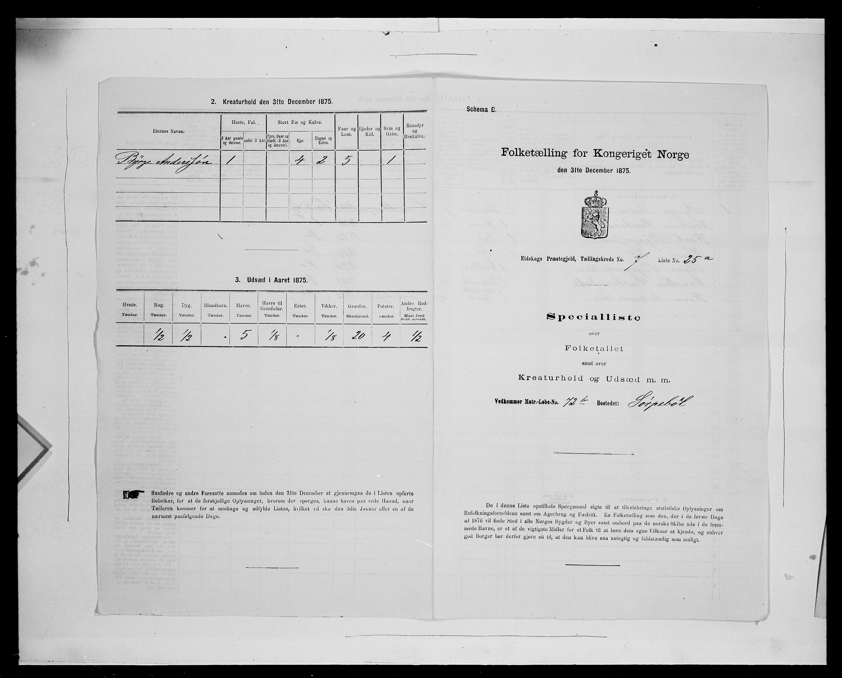 SAH, 1875 census for 0420P Eidskog, 1875, p. 1282