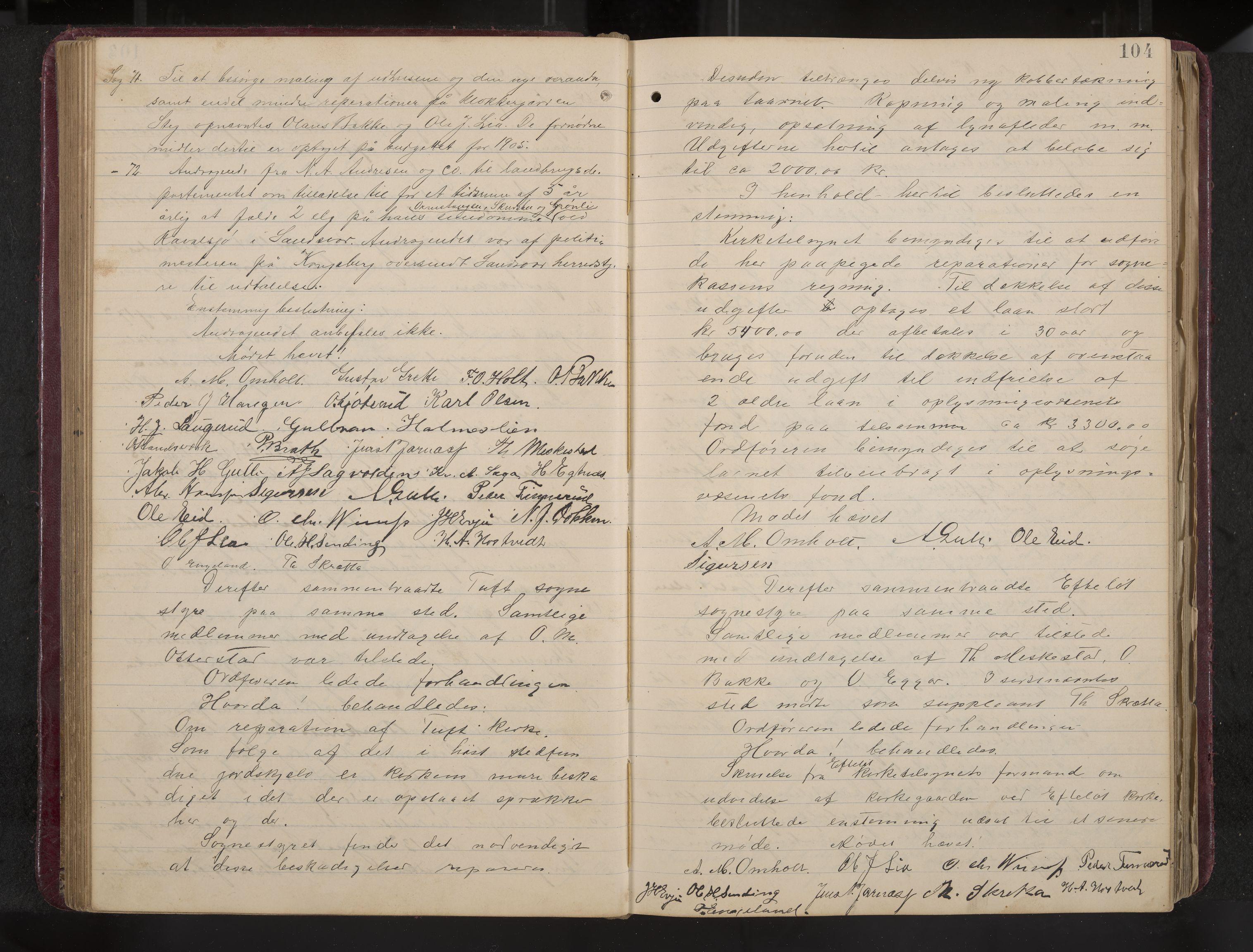 Ytre Sandsvær formannskap og sentraladministrasjon, IKAK/0629021/A/Aa/L0001: Møtebok med register, 1902-1919, p. 104