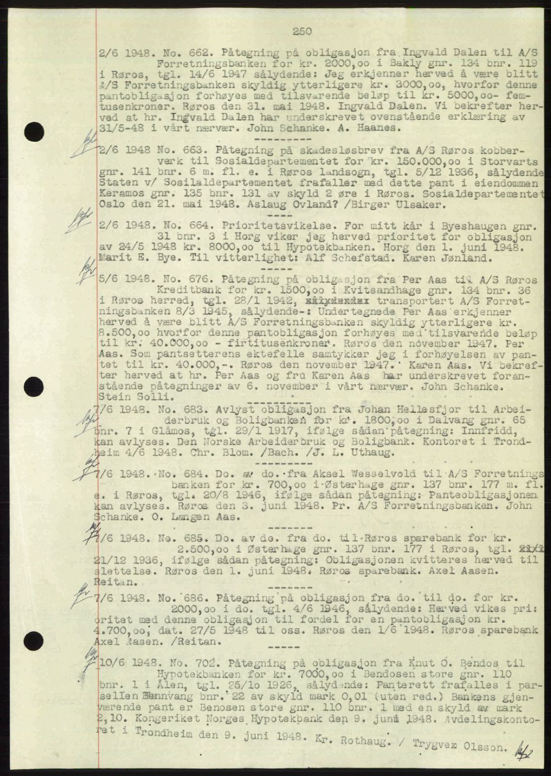 Gauldal sorenskriveri, SAT/A-0014/1/2/2C: Mortgage book no. A6, 1948-1948, Diary no: : 662/1948