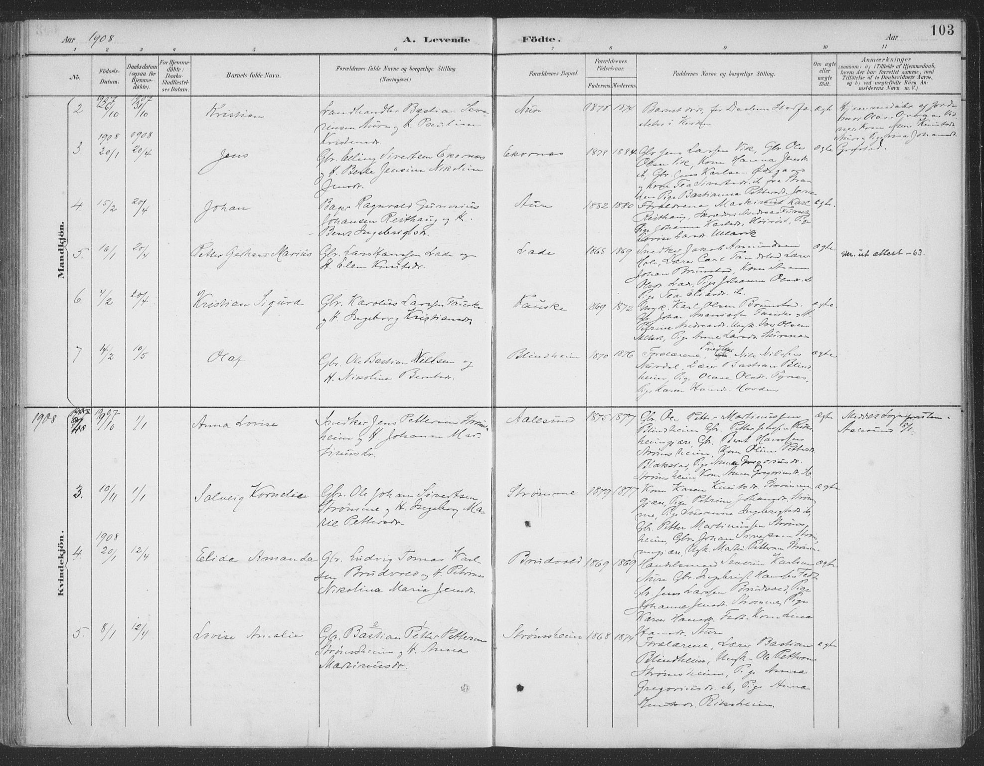 Ministerialprotokoller, klokkerbøker og fødselsregistre - Møre og Romsdal, AV/SAT-A-1454/523/L0335: Parish register (official) no. 523A02, 1891-1911, p. 103