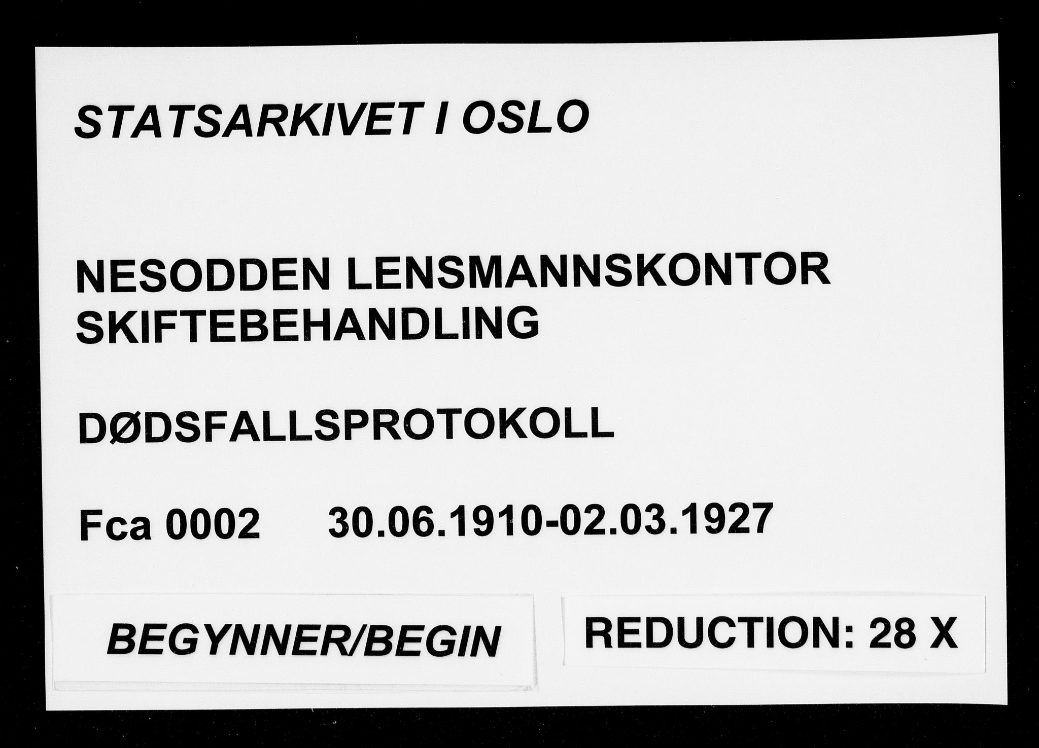 Nesodden lensmannskontor, AV/SAO-A-10279/H/Ha/Haa/L0002: Dødsfallprotokoll, 1910-1927