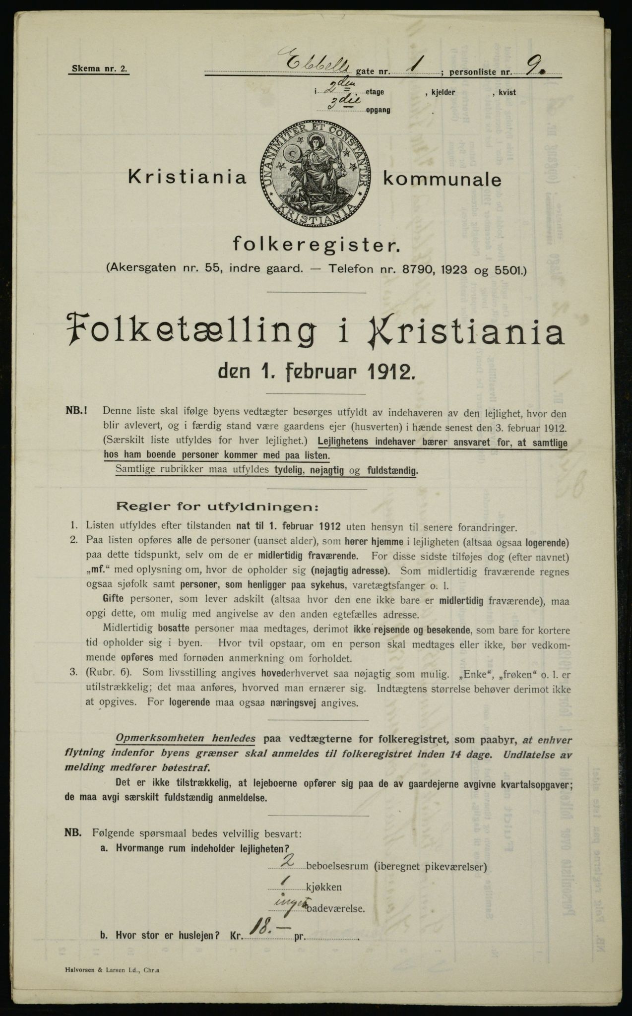 OBA, Municipal Census 1912 for Kristiania, 1912, p. 17982