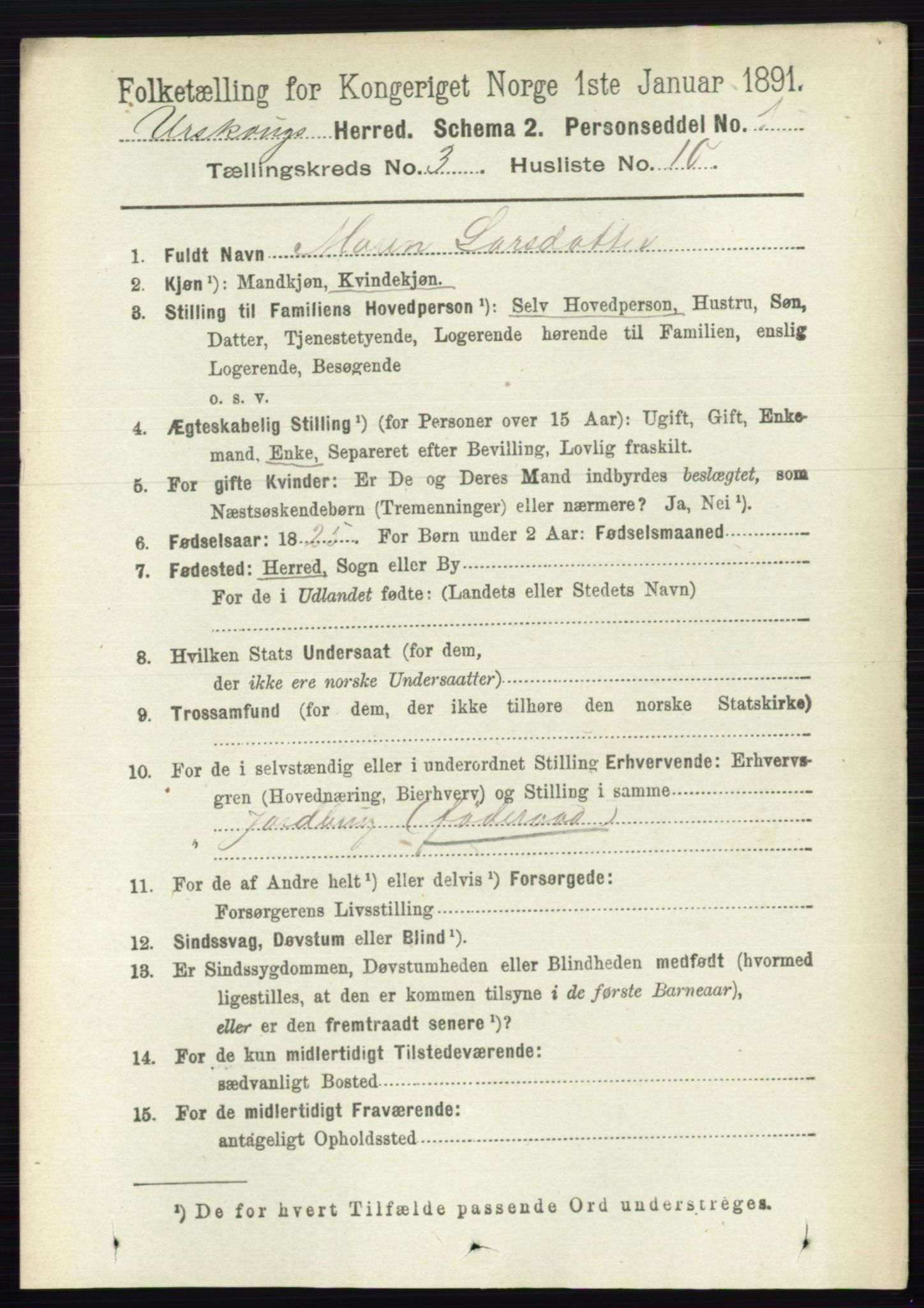 RA, 1891 census for 0224 Aurskog, 1891, p. 573