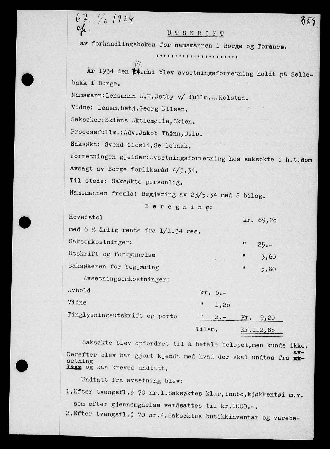 Tune sorenskriveri, SAO/A-10470/G/Gb/Gbb/L0004: Mortgage book no. II 20-24, 1933-1935, Deed date: 01.06.1934