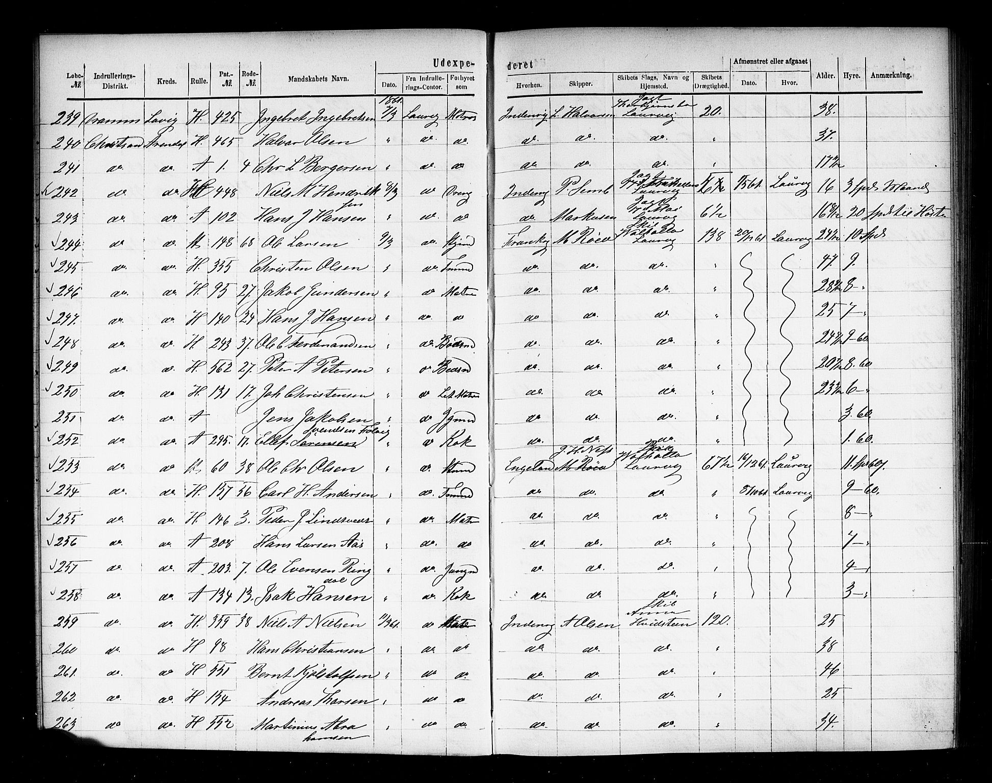 Drammen innrulleringsdistrikt, AV/SAKO-A-781/H/Ha/L0001: Mønstringsjournal, 1861-1870, p. 13