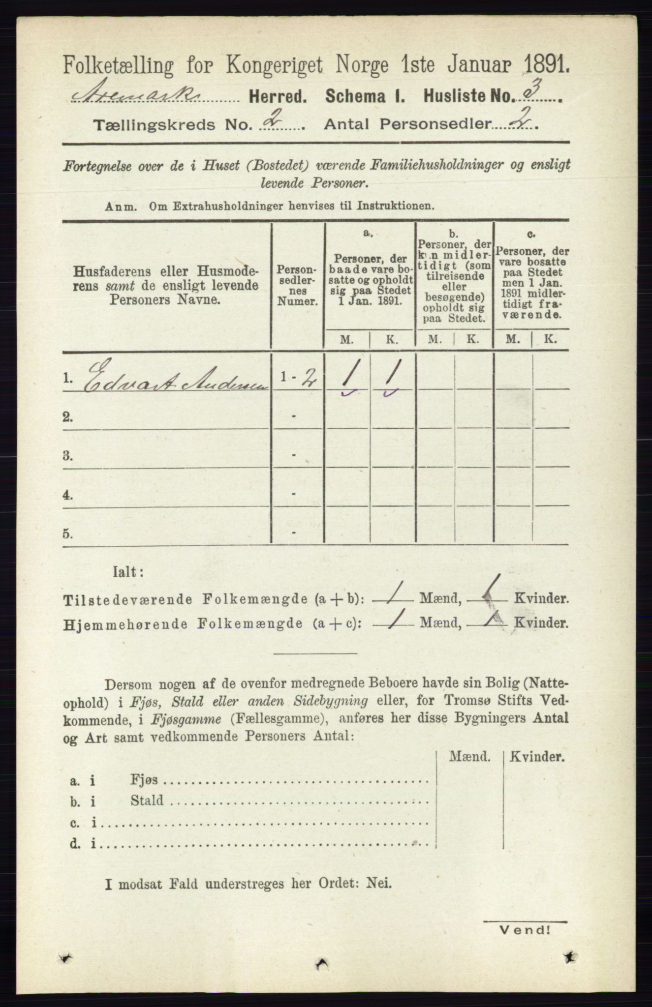 RA, 1891 census for 0118 Aremark, 1891, p. 782