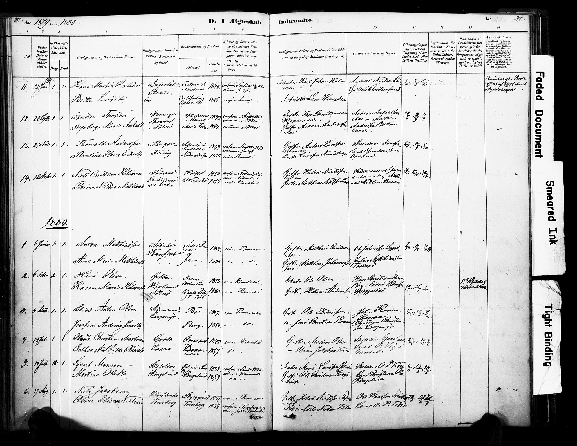 Ramnes kirkebøker, AV/SAKO-A-314/F/Fa/L0007: Parish register (official) no. I 7, 1878-1895, p. 398-399