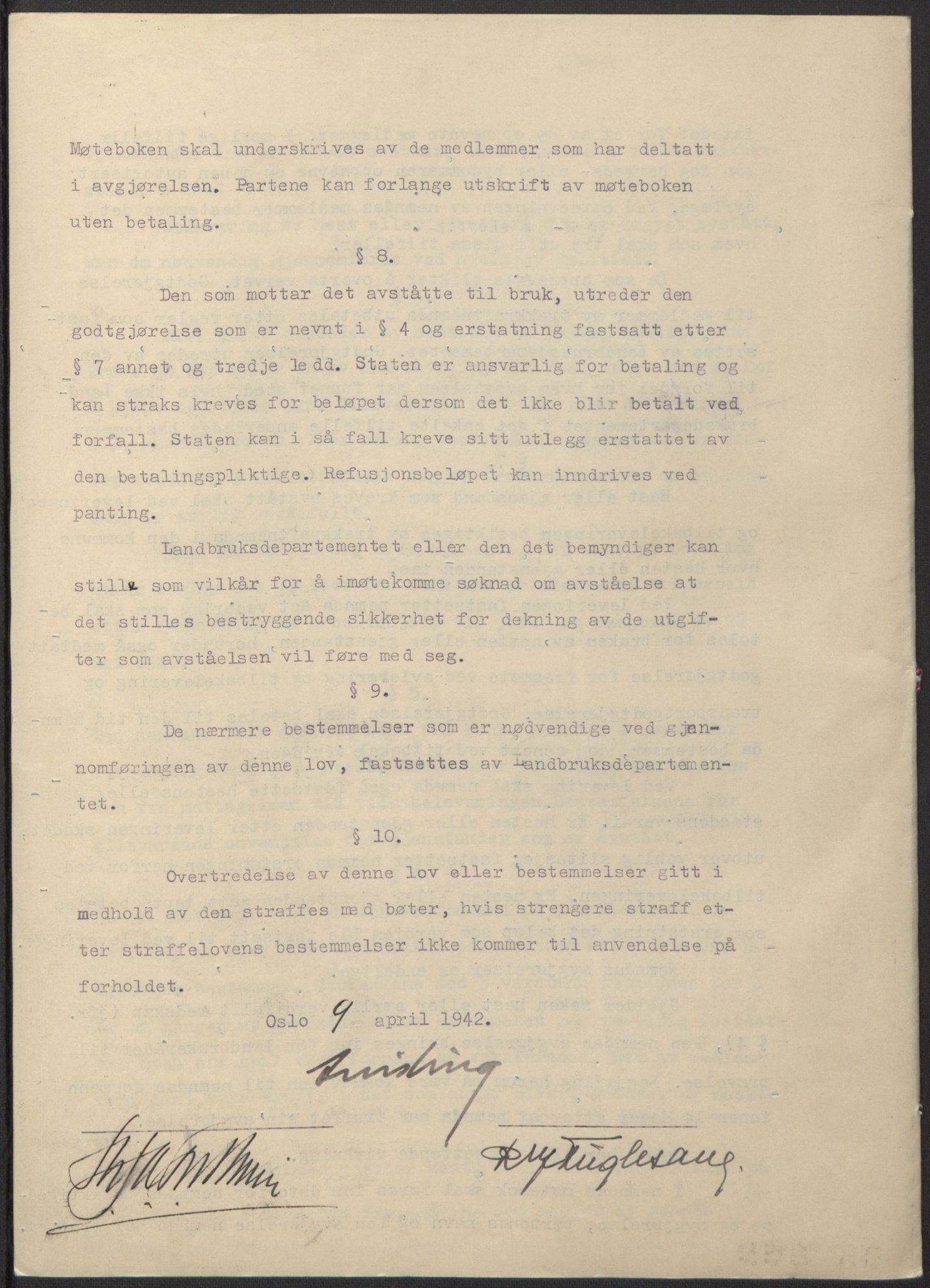 NS-administrasjonen 1940-1945 (Statsrådsekretariatet, de kommisariske statsråder mm), RA/S-4279/D/Db/L0097: Lover I, 1942, p. 269