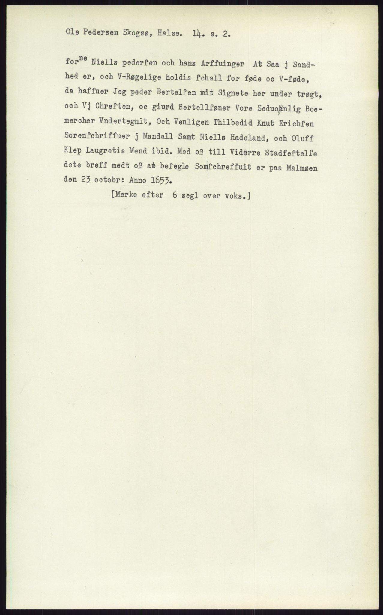 Samlinger til kildeutgivelse, Diplomavskriftsamlingen, AV/RA-EA-4053/H/Ha, p. 2876