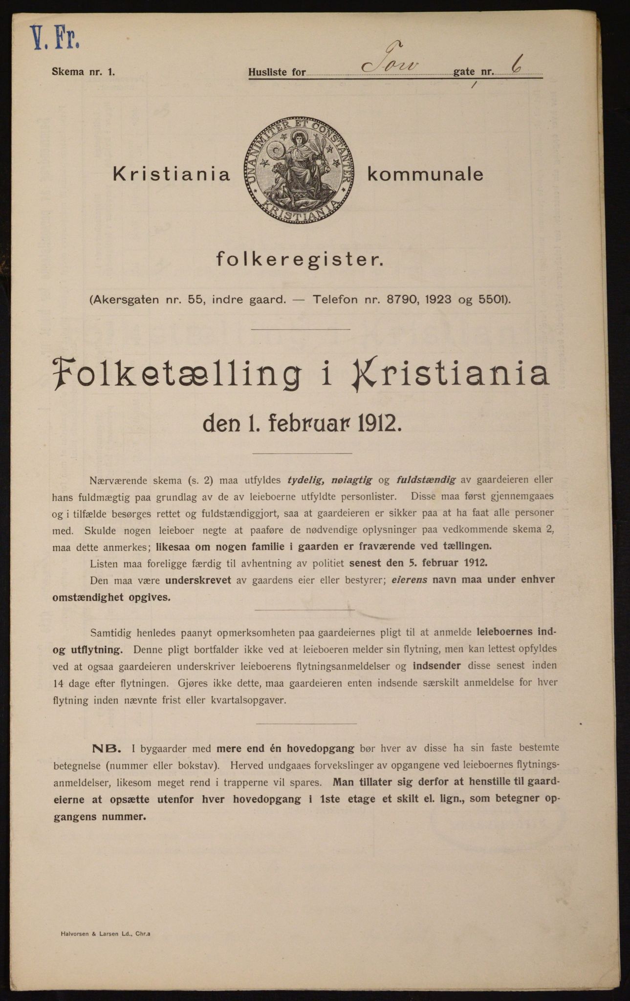 OBA, Municipal Census 1912 for Kristiania, 1912, p. 113909