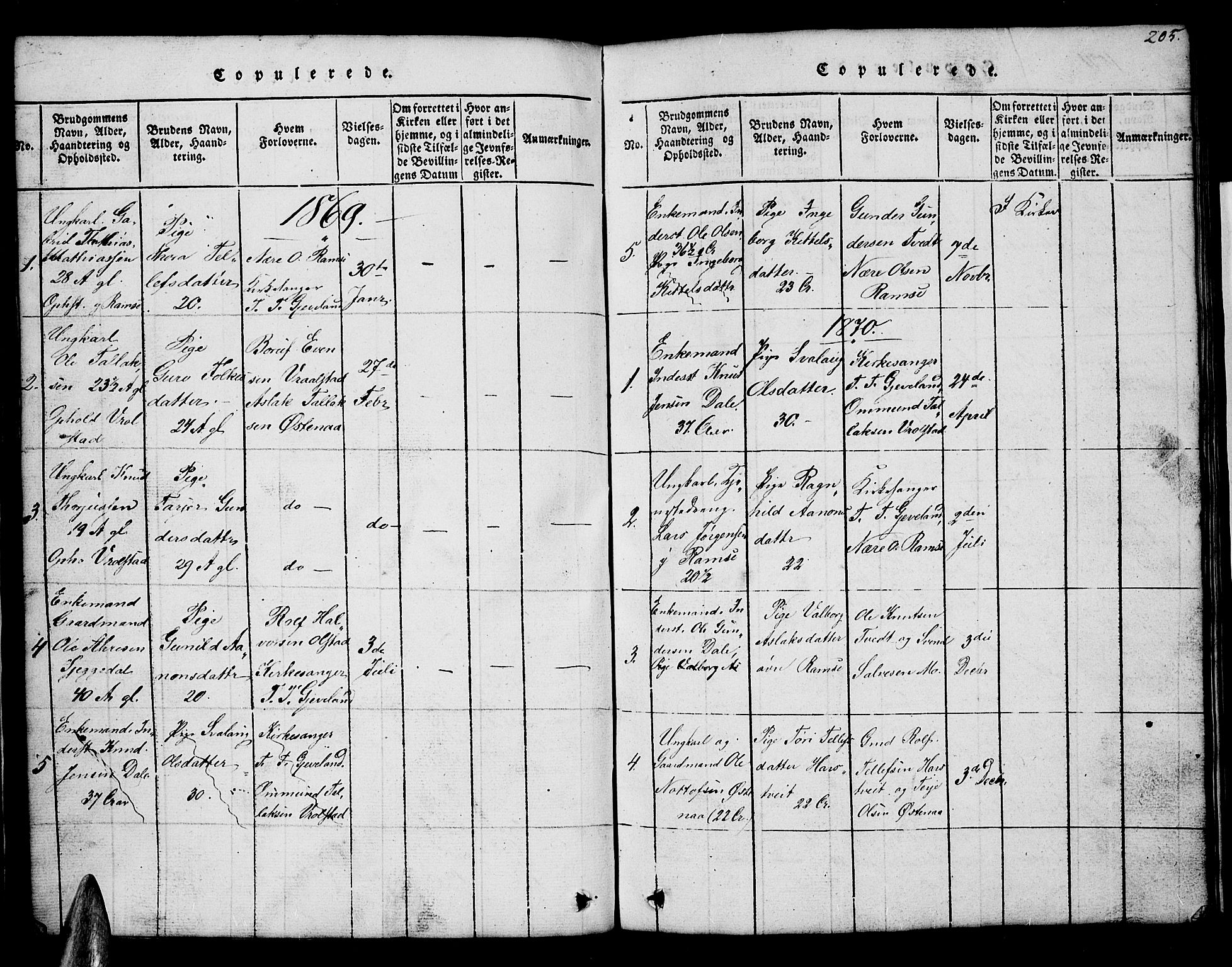 Åmli sokneprestkontor, AV/SAK-1111-0050/F/Fb/Fbb/L0001: Parish register (copy) no. B 1, 1816-1889, p. 205