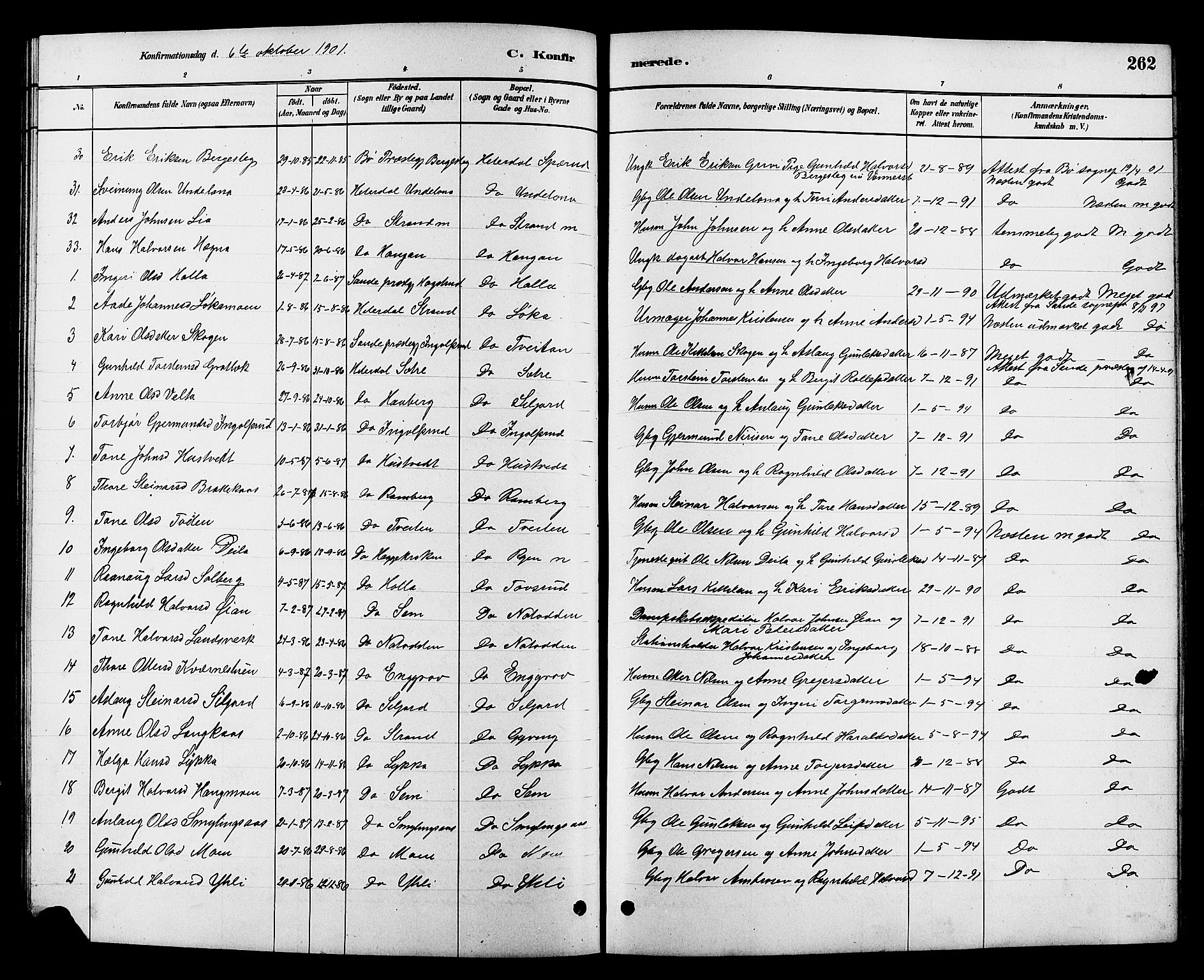 Heddal kirkebøker, AV/SAKO-A-268/G/Ga/L0002: Parish register (copy) no. I 2, 1879-1908, p. 262