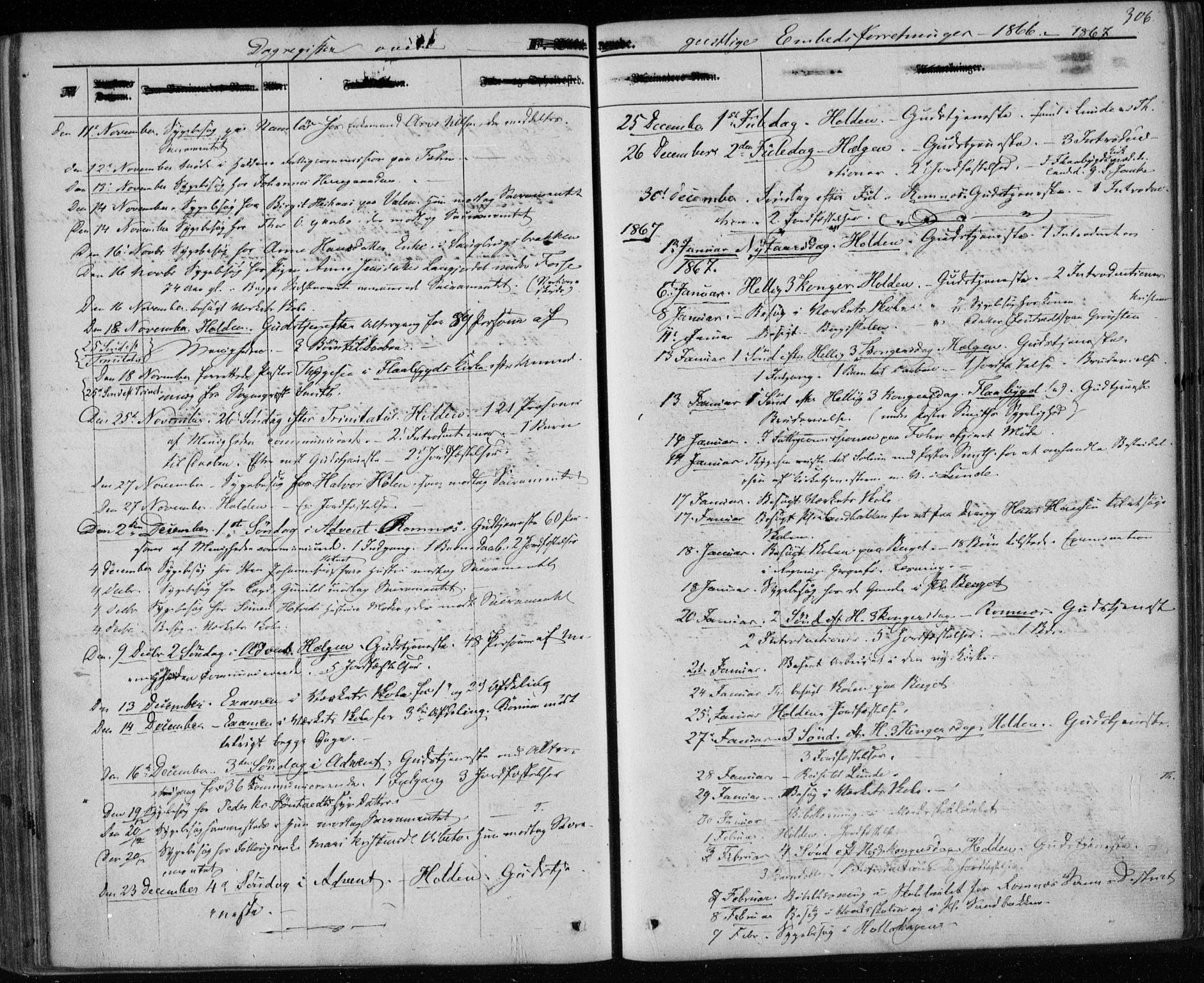 Holla kirkebøker, SAKO/A-272/F/Fa/L0006: Parish register (official) no. 6, 1861-1869, p. 306