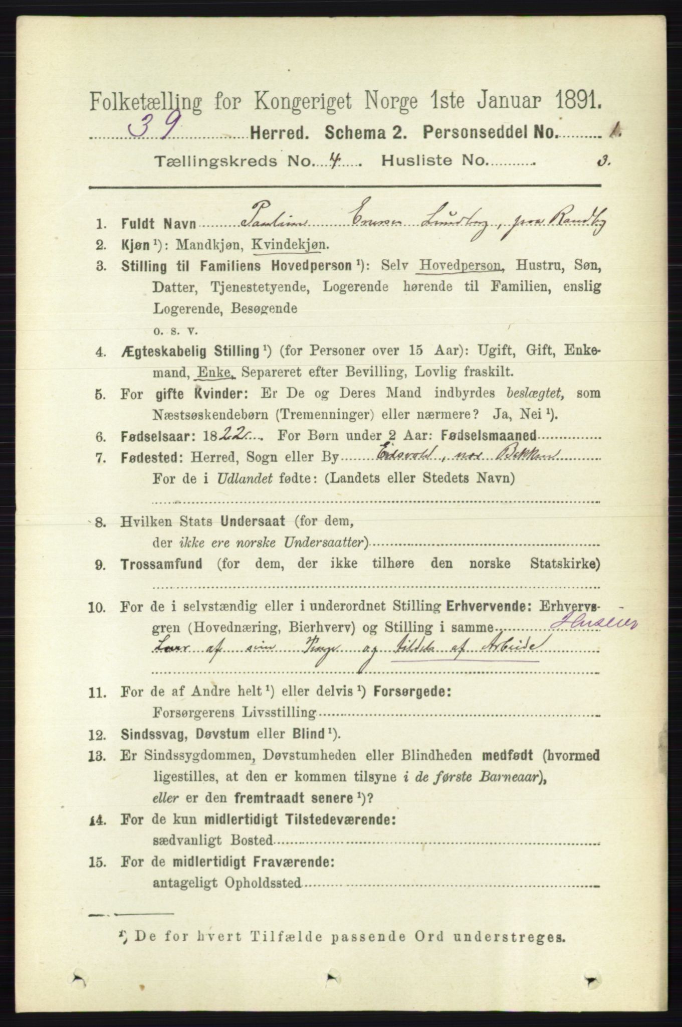 RA, 1891 census for 0235 Ullensaker, 1891, p. 1540