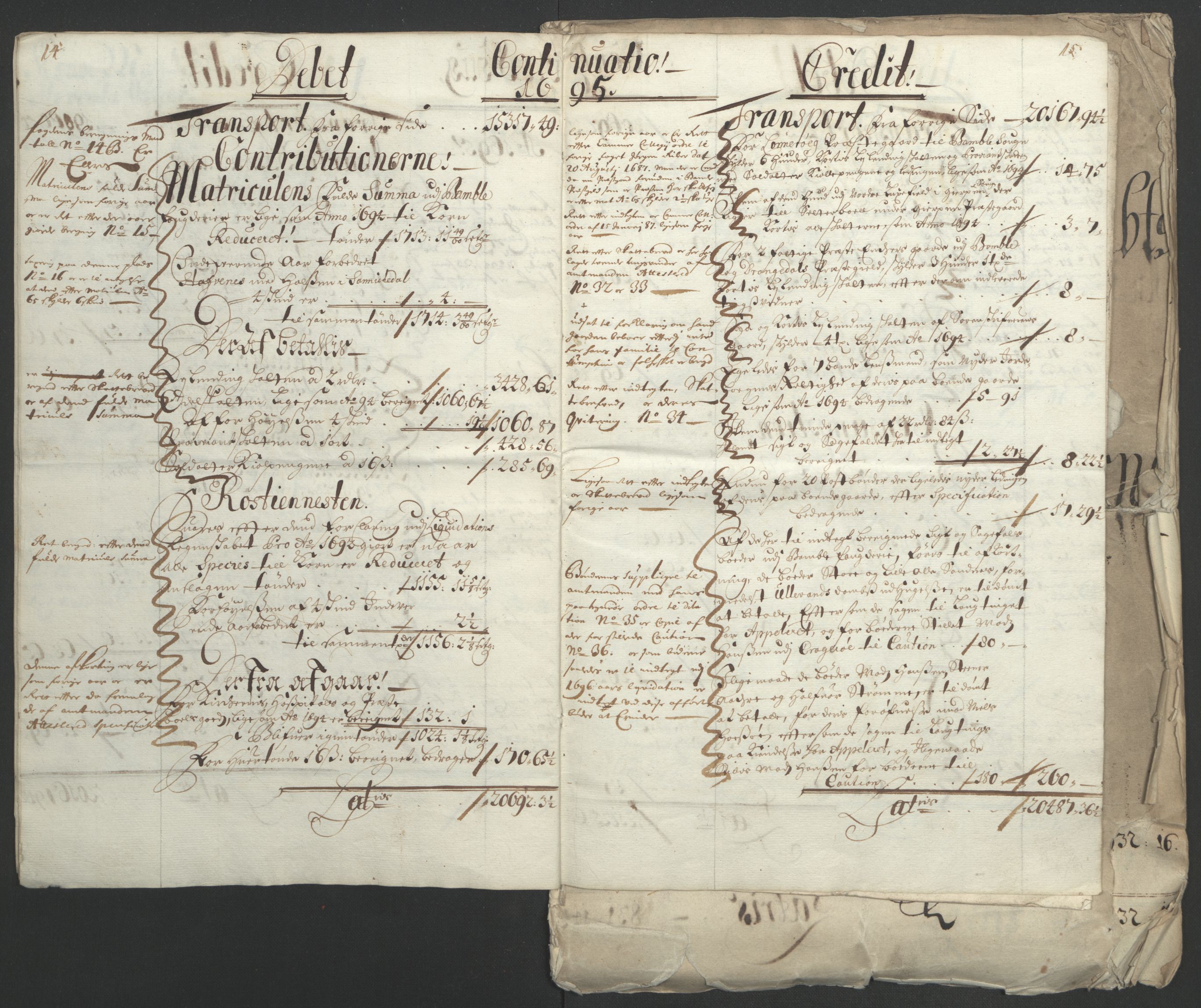 Rentekammeret inntil 1814, Reviderte regnskaper, Fogderegnskap, AV/RA-EA-4092/R36/L2093: Fogderegnskap Øvre og Nedre Telemark og Bamble, 1695, p. 12