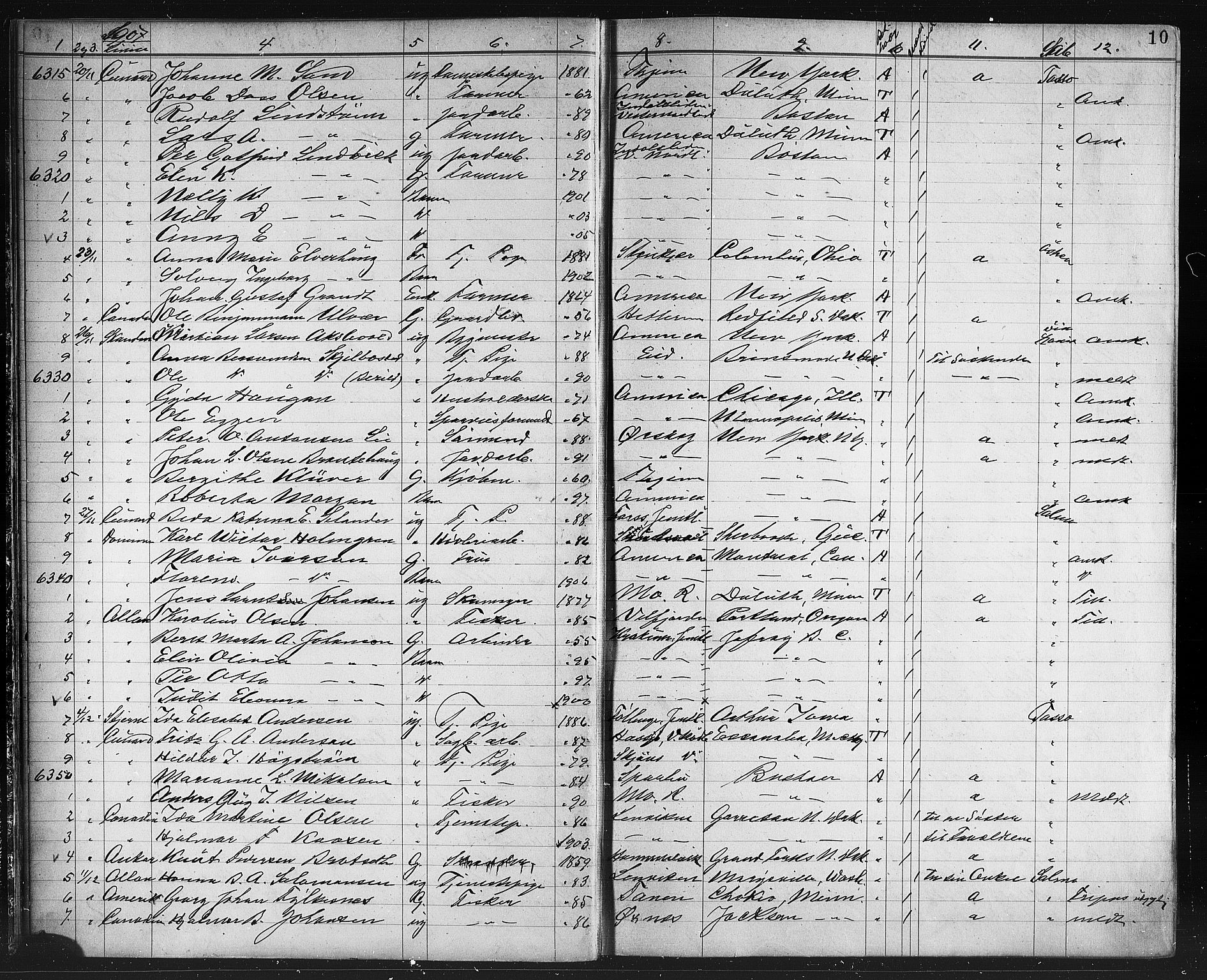 Trondheim politikammer, AV/SAT-A-1887/1/32/L0014: Emigrantprotokoll XIII, 1907-1911, p. 10