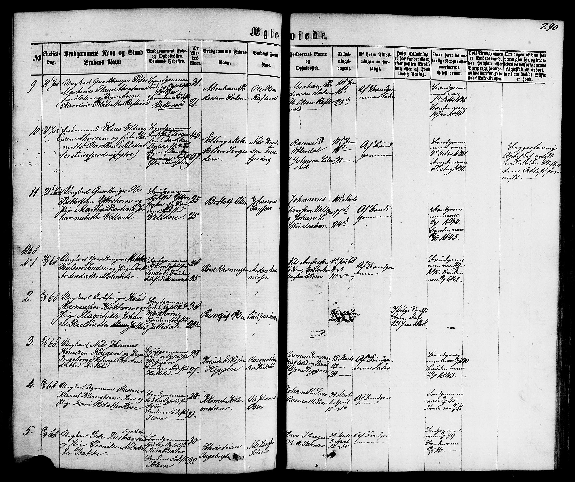Hornindal sokneprestembete, SAB/A-82401/H/Haa/Haaa/L0002: Parish register (official) no. A 2, 1867-1884, p. 290