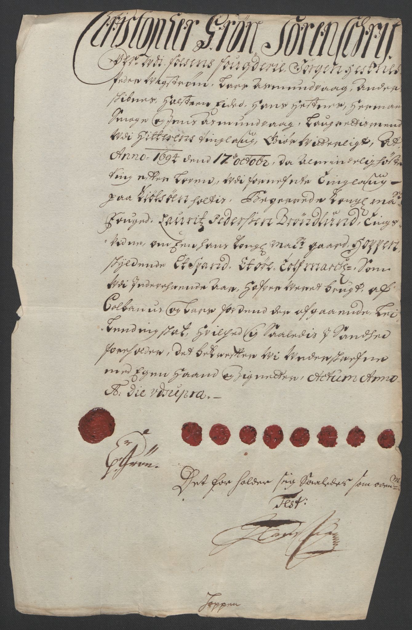 Rentekammeret inntil 1814, Reviderte regnskaper, Fogderegnskap, AV/RA-EA-4092/R57/L3850: Fogderegnskap Fosen, 1694, p. 167