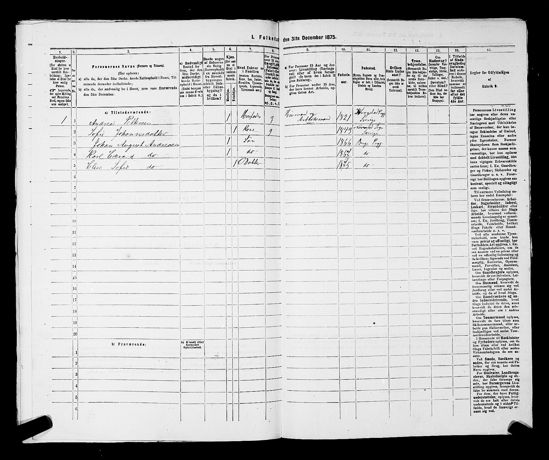 RA, 1875 census for 0116P Berg, 1875, p. 276