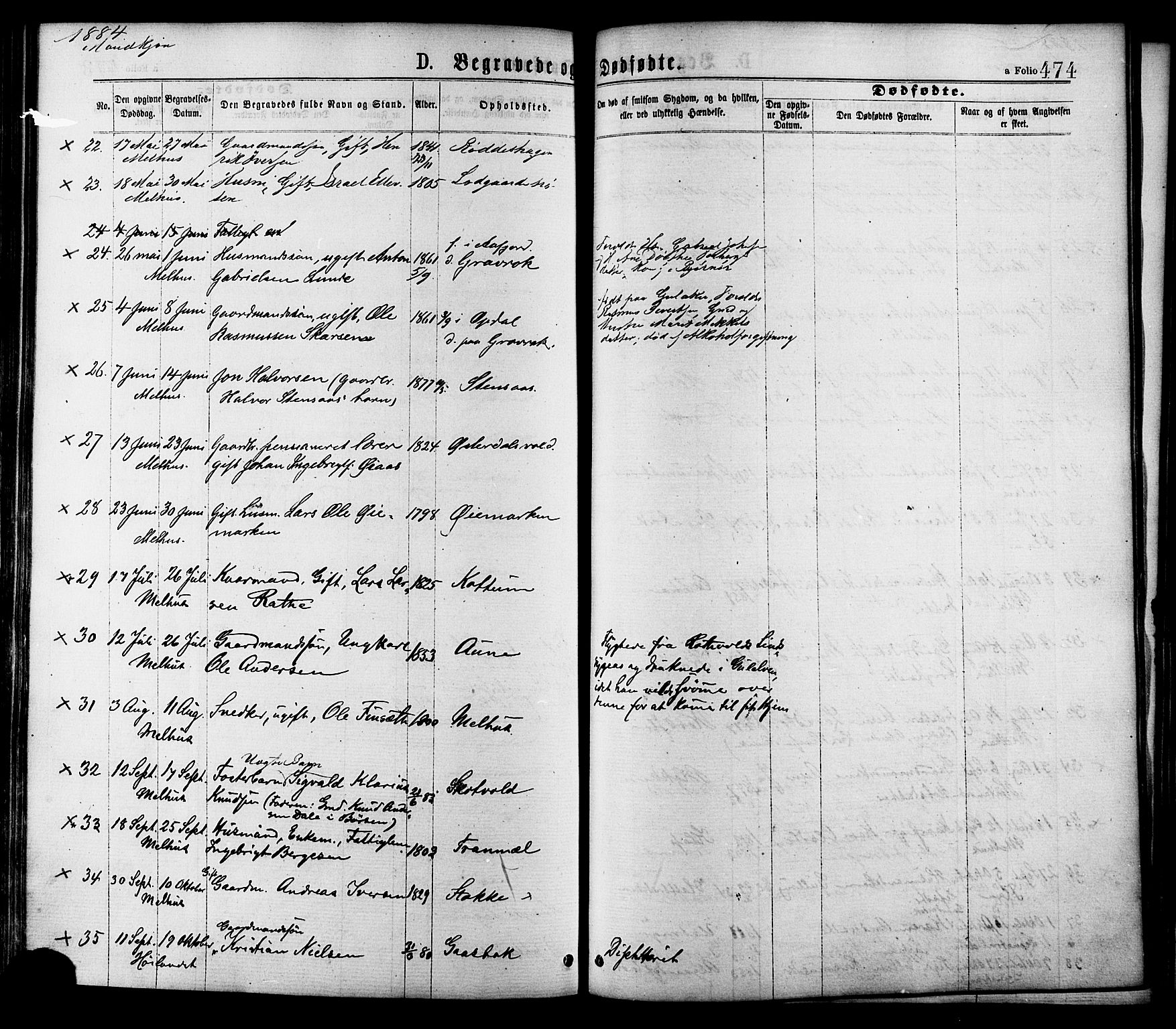 Ministerialprotokoller, klokkerbøker og fødselsregistre - Sør-Trøndelag, SAT/A-1456/691/L1079: Parish register (official) no. 691A11, 1873-1886, p. 474