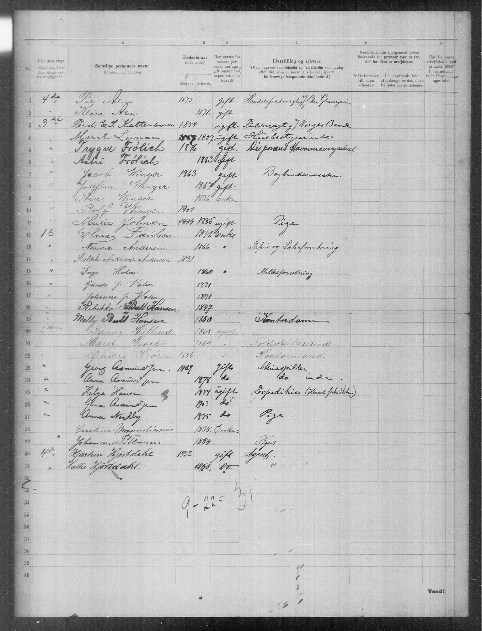 OBA, Municipal Census 1903 for Kristiania, 1903, p. 12369